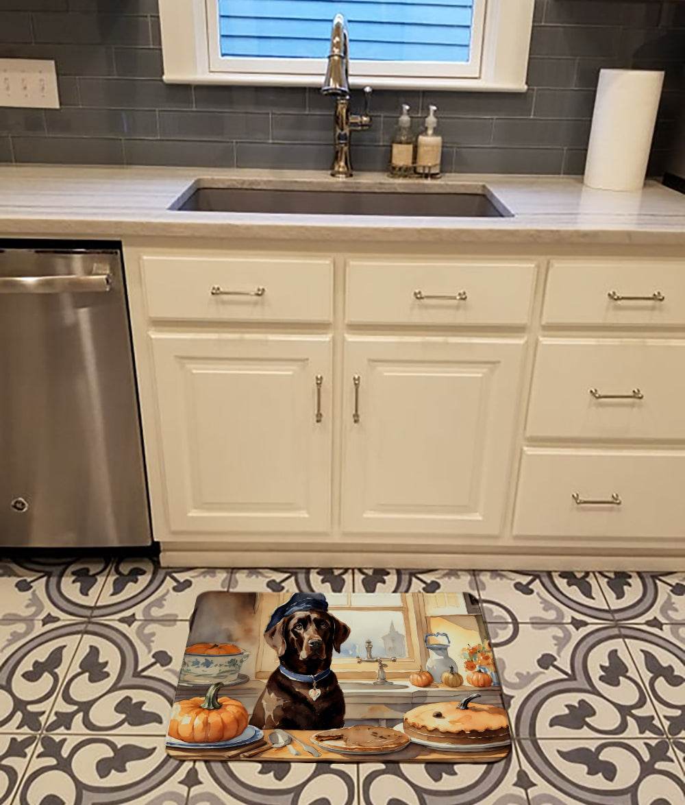Chocolate Lab Fall Kitchen Pumpkins Memory Foam Kitchen Mat - Metromarketstore