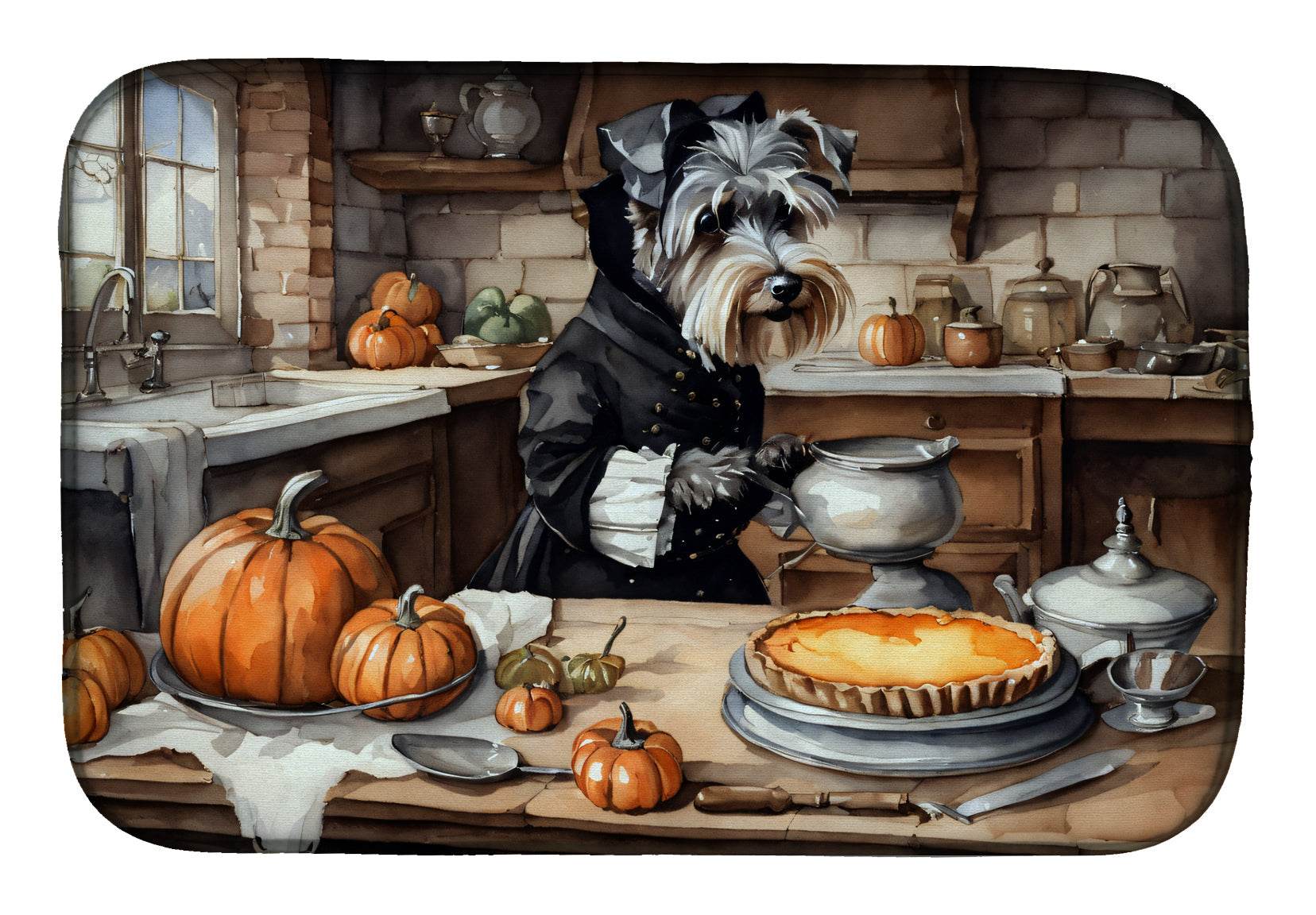 Schnauzer Fall Kitchen Pumpkins Dish Drying Mat - Metromarketstore