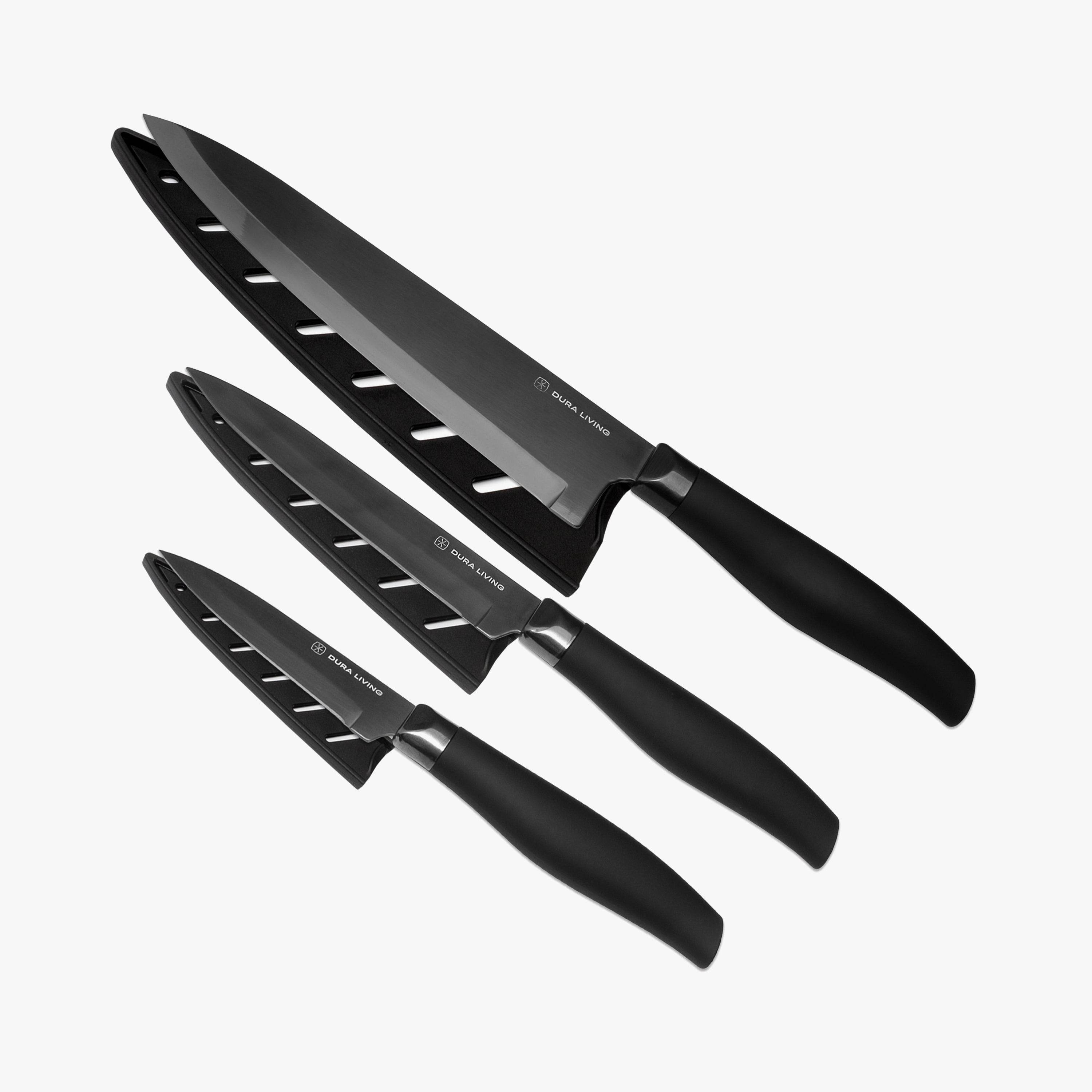 Titan 3-Piece Kitchen Knife Set - Black-0