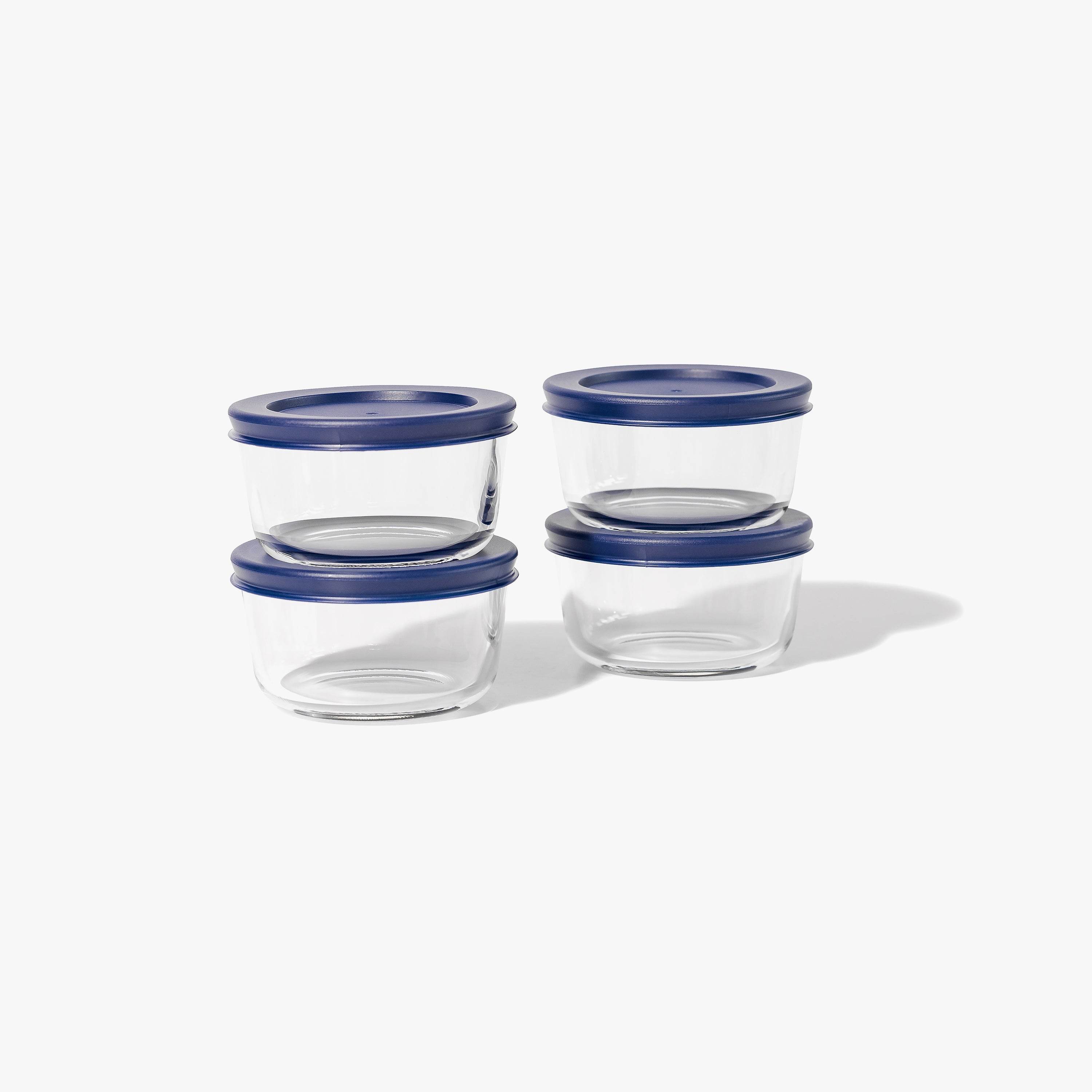 Glass Food Storage Containers - 8 Piece .7oz Set (4 Containers + 4 Lids) - Metromarketstore