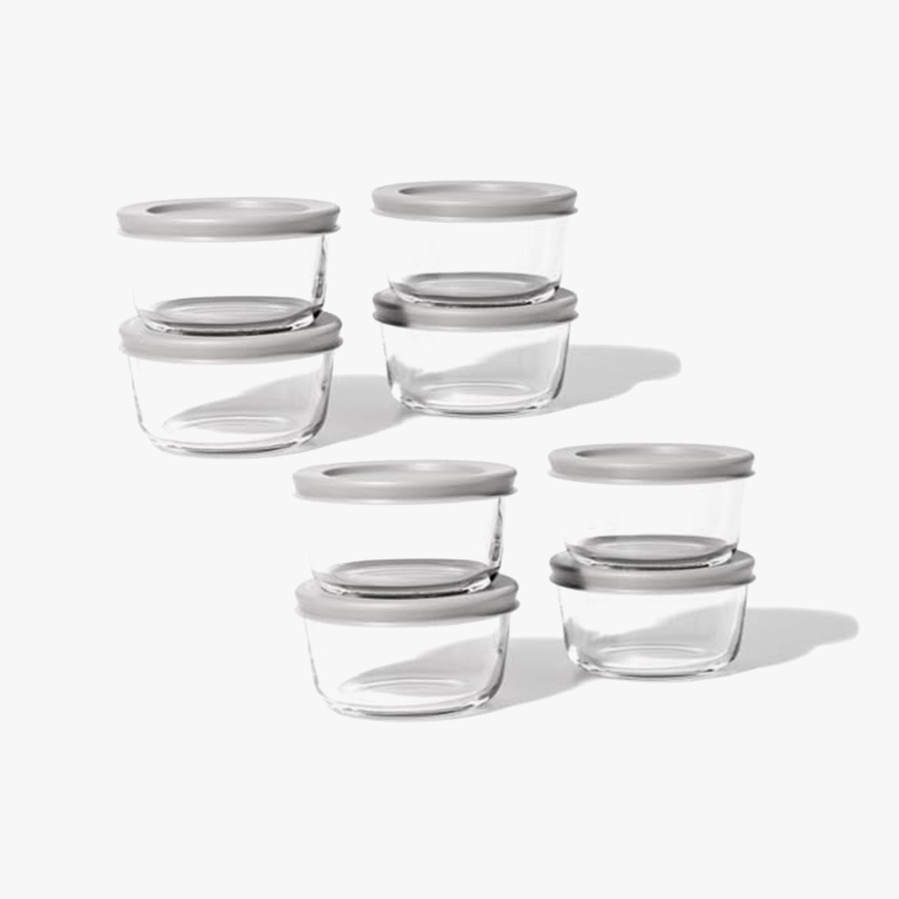 Glass Food Storage Containers - 16 Piece 7oz Set (8 Containers + 8 Lids), Grey - Metromarketstore