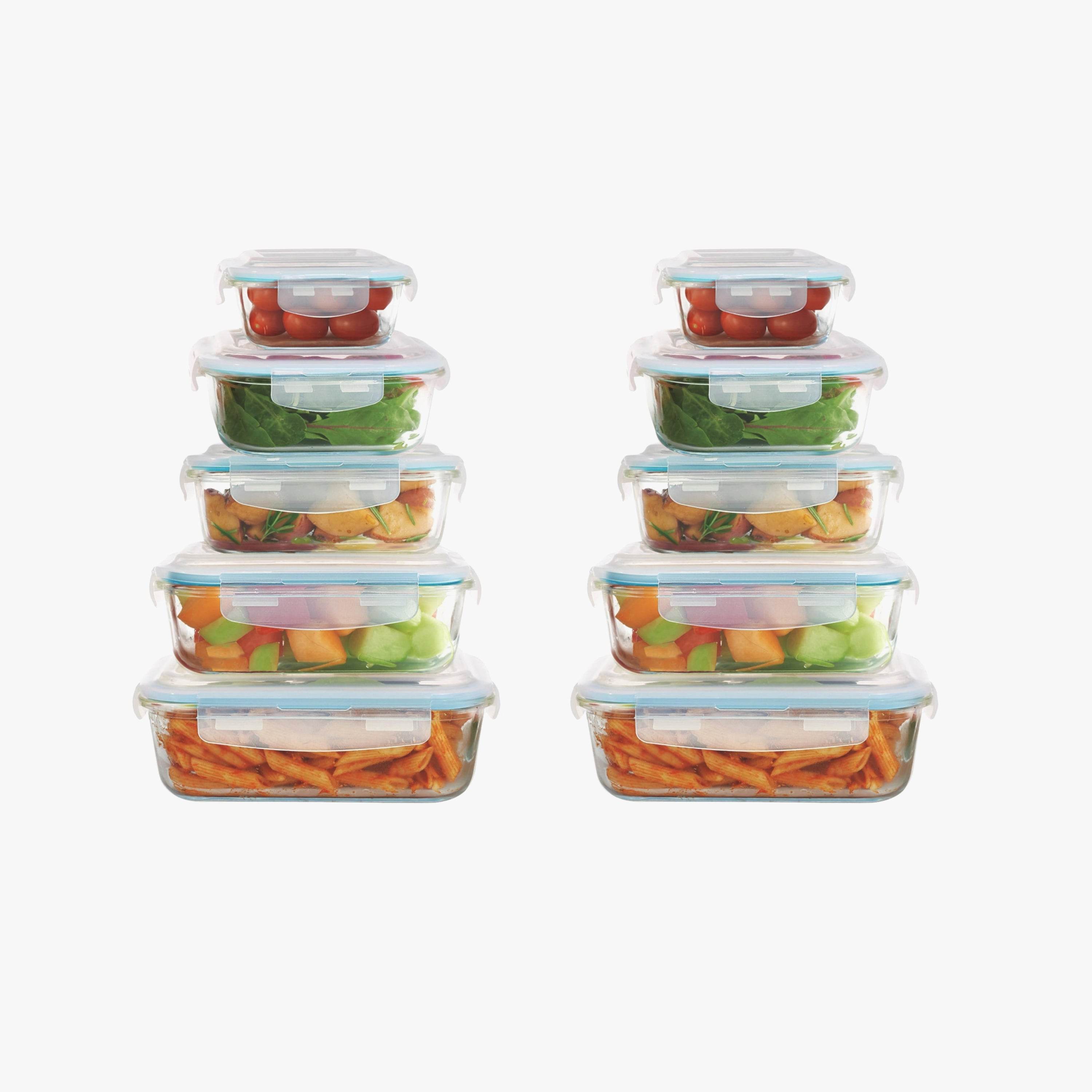 20-Piece Glass Food Storage Containers with Airtight Locking Lids (10 Containers + 10 Lids) - Metromarketstore