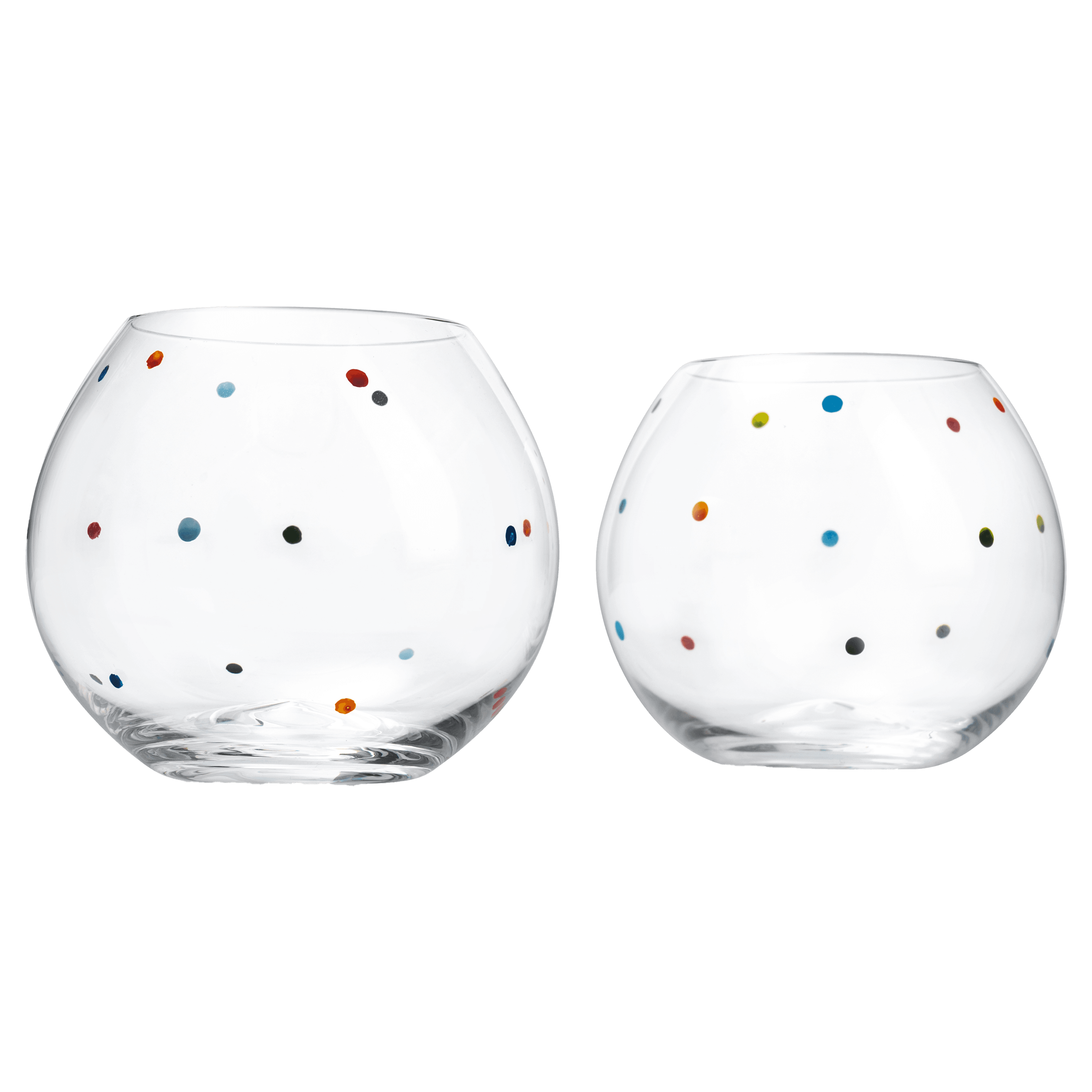 Polka Dot Set of 2 Stemless Bubble Wine Glasses 18 oz by The Wine Savant - Polka Dot Rainbow Glasses, Colored Wine Glasses, Bubble Glasses, Unique Tumblers Gift Idea For Everyday, Weddings, Parties - Metromarketstore