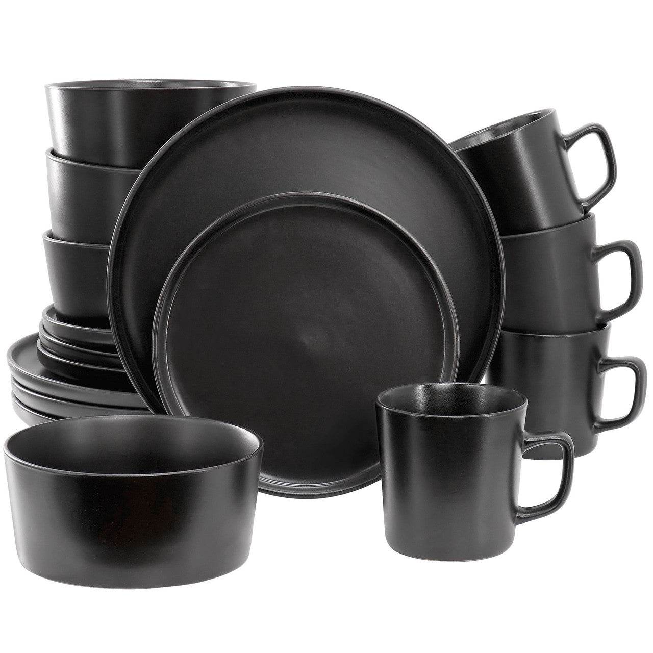 Elama Luxmatte Black 16 Piece Dinnerware Set - Metromarketstore