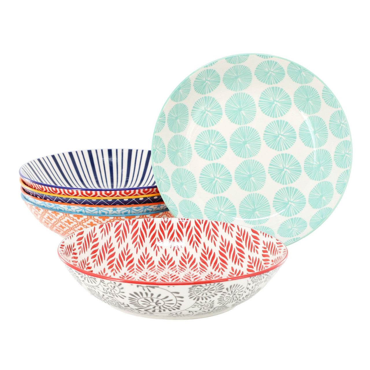 Elama Giovanna 6 Piece Assorted Porcelain Bowl Set - Metromarketstore