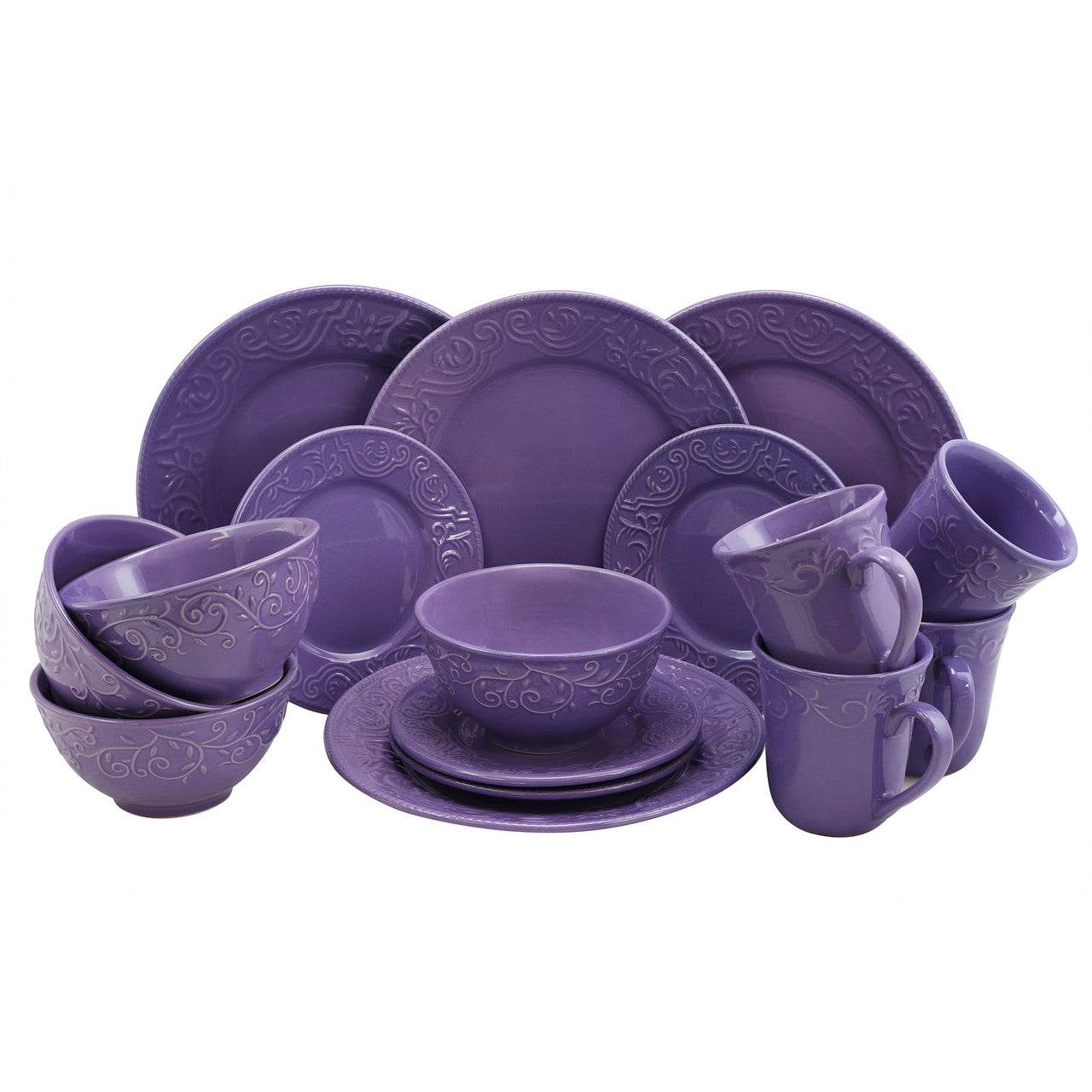 Elama Lilac Fields 16-Piece Dinnerware Set - Metromarketstore