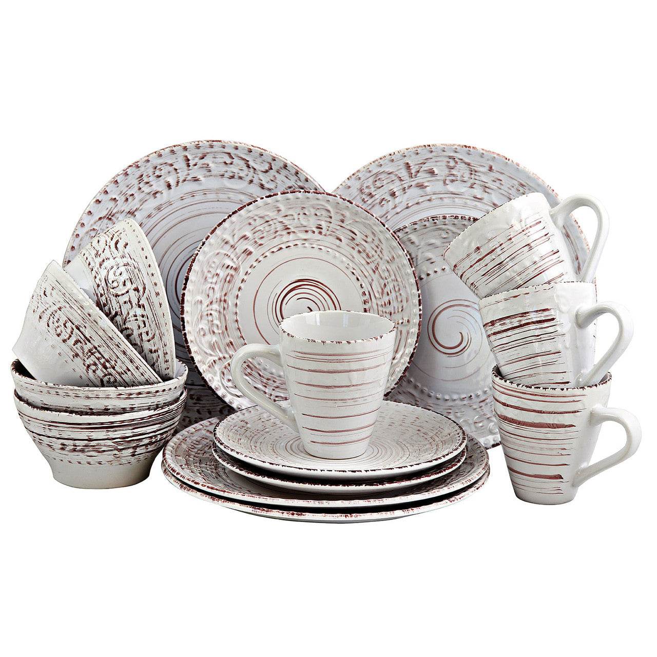 Elama Malibu Sands 16-Piece Dinnerware Set in Shell - Metromarketstore