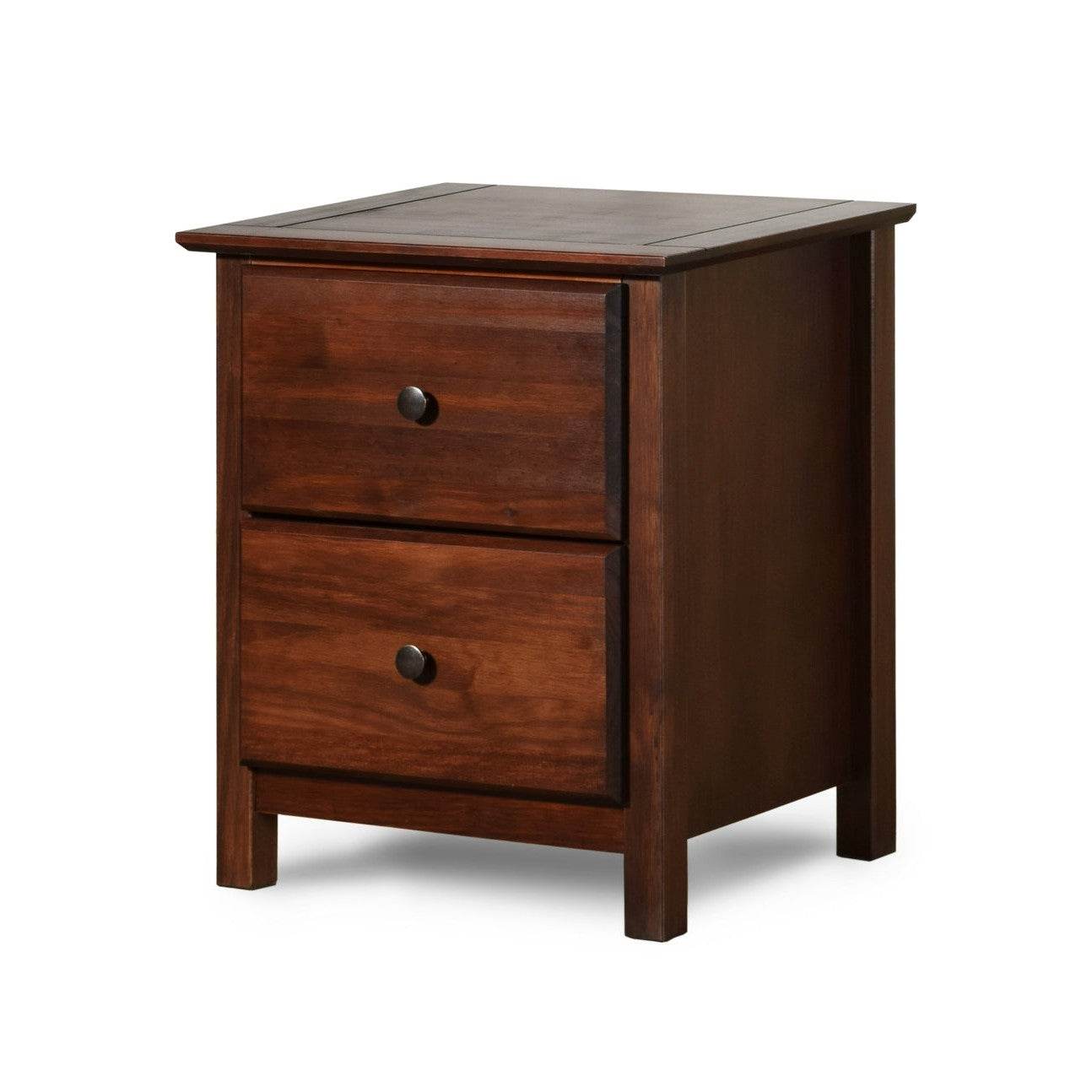 Farmhouse Solid Pine Wood 2 Drawer Nightstand in Cherry Finish - Metromarketstore