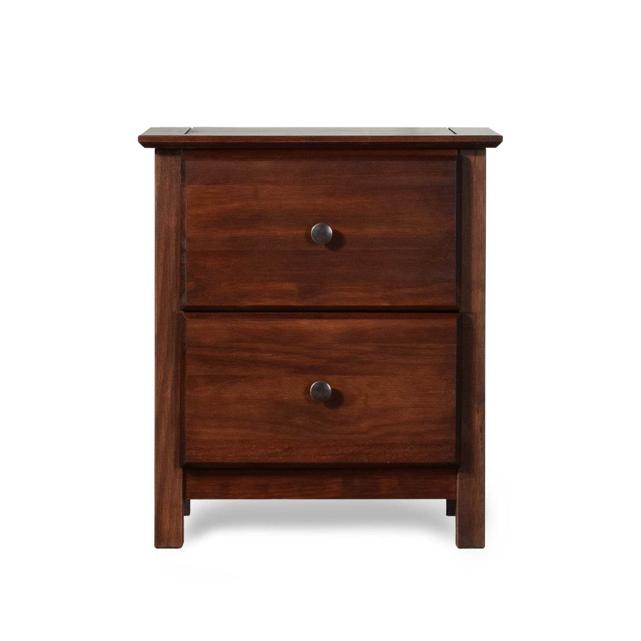 Farmhouse Solid Pine Wood 2 Drawer Nightstand in Cherry Finish - Metromarketstore