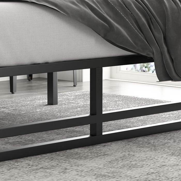 Full Size Black Metal Platform Bed Frame with Under-Bed Storage Space - Metromarketstore
