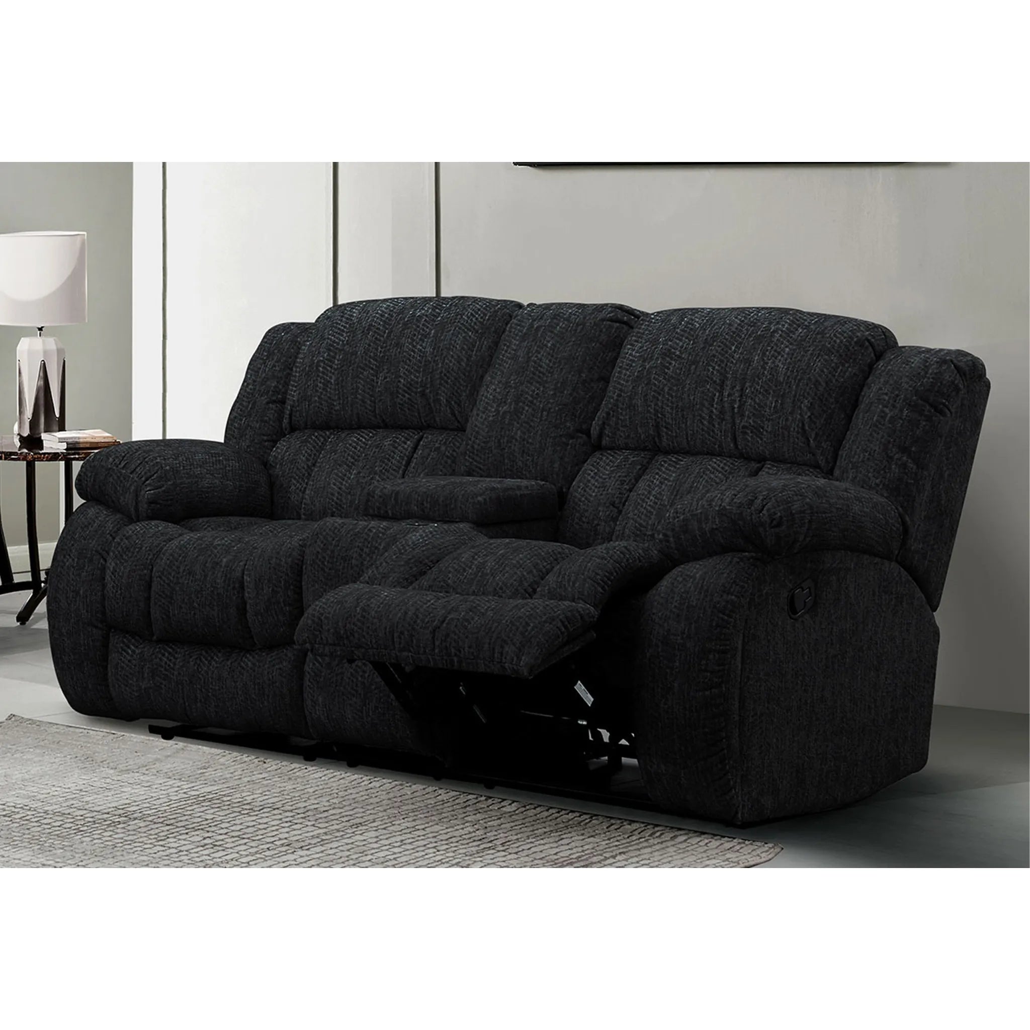 HMS 77" Black Manual Reclining Loveseat - Metromarketstore