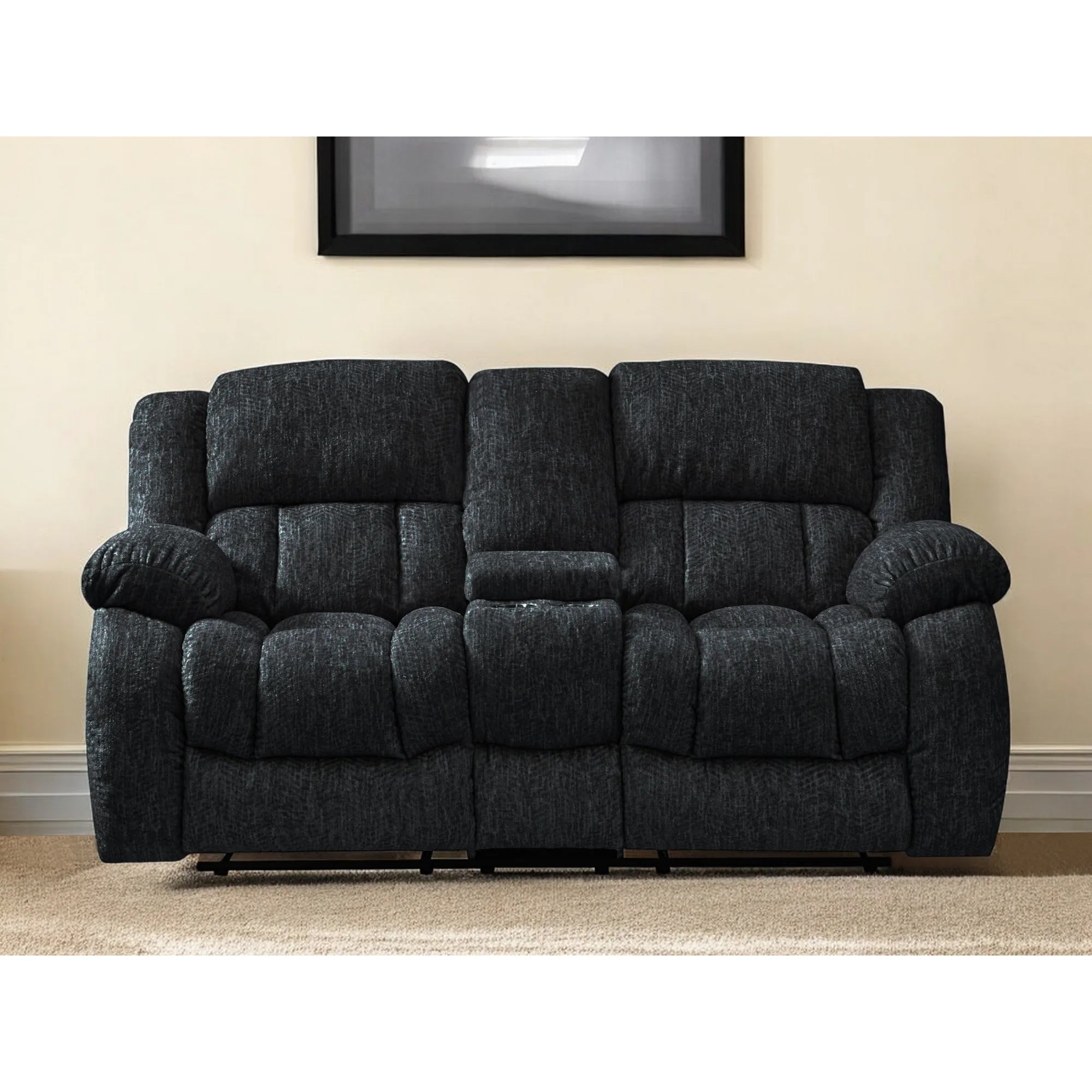 HMS 77" Black Manual Reclining Loveseat - Metromarketstore