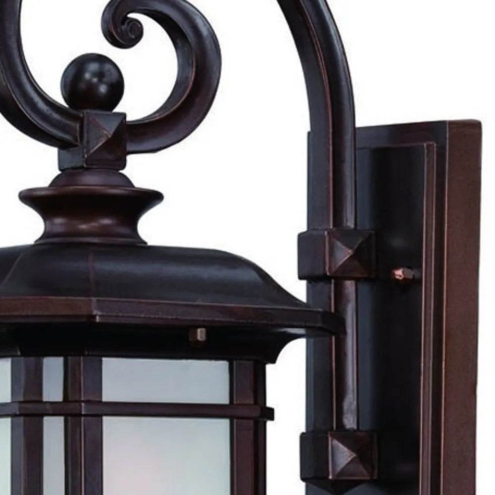 HMS Antique Bronze Frosted Linen Glass Lantern Wall Light - Metromarketstore