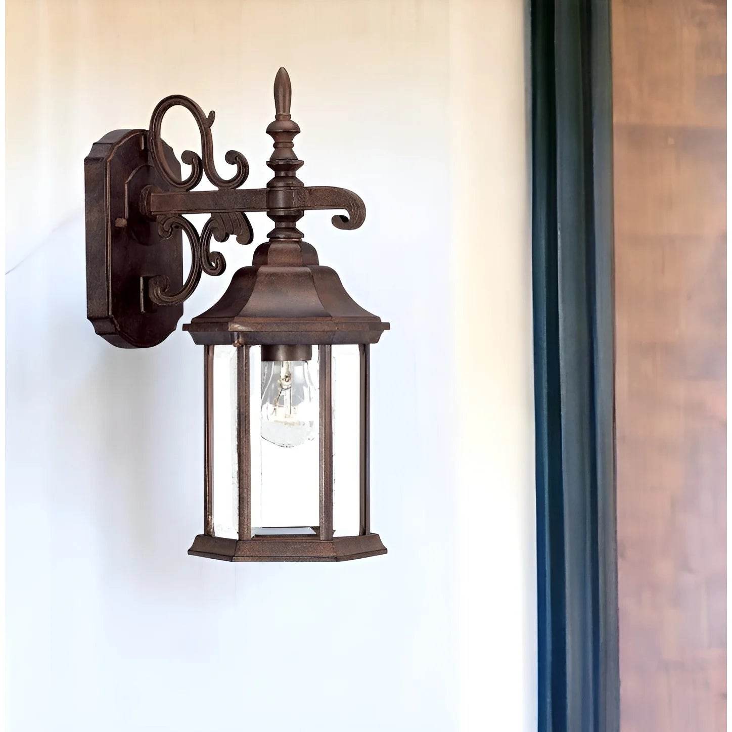 HMS Petite Brown Domed Hanging Glass Lantern Warm White LED Wall Sconce - Metromarketstore