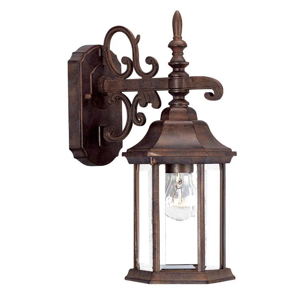 HMS Petite Brown Domed Hanging Glass Lantern Warm White LED Wall Sconce - Metromarketstore