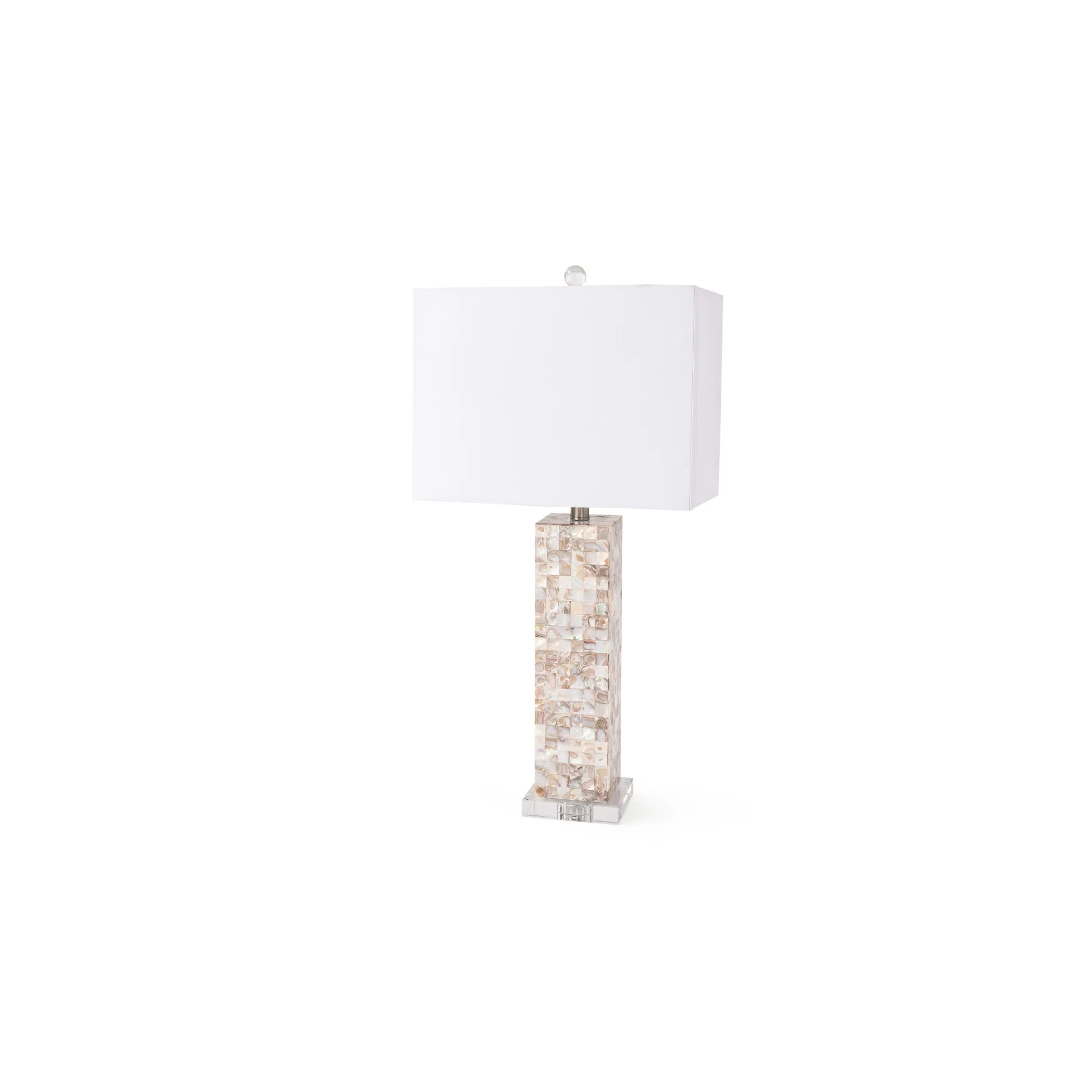 Set of Two 28" Beige Mother of Pearl Table Lamps with White Shade HMS Lighting - Metromarketstore