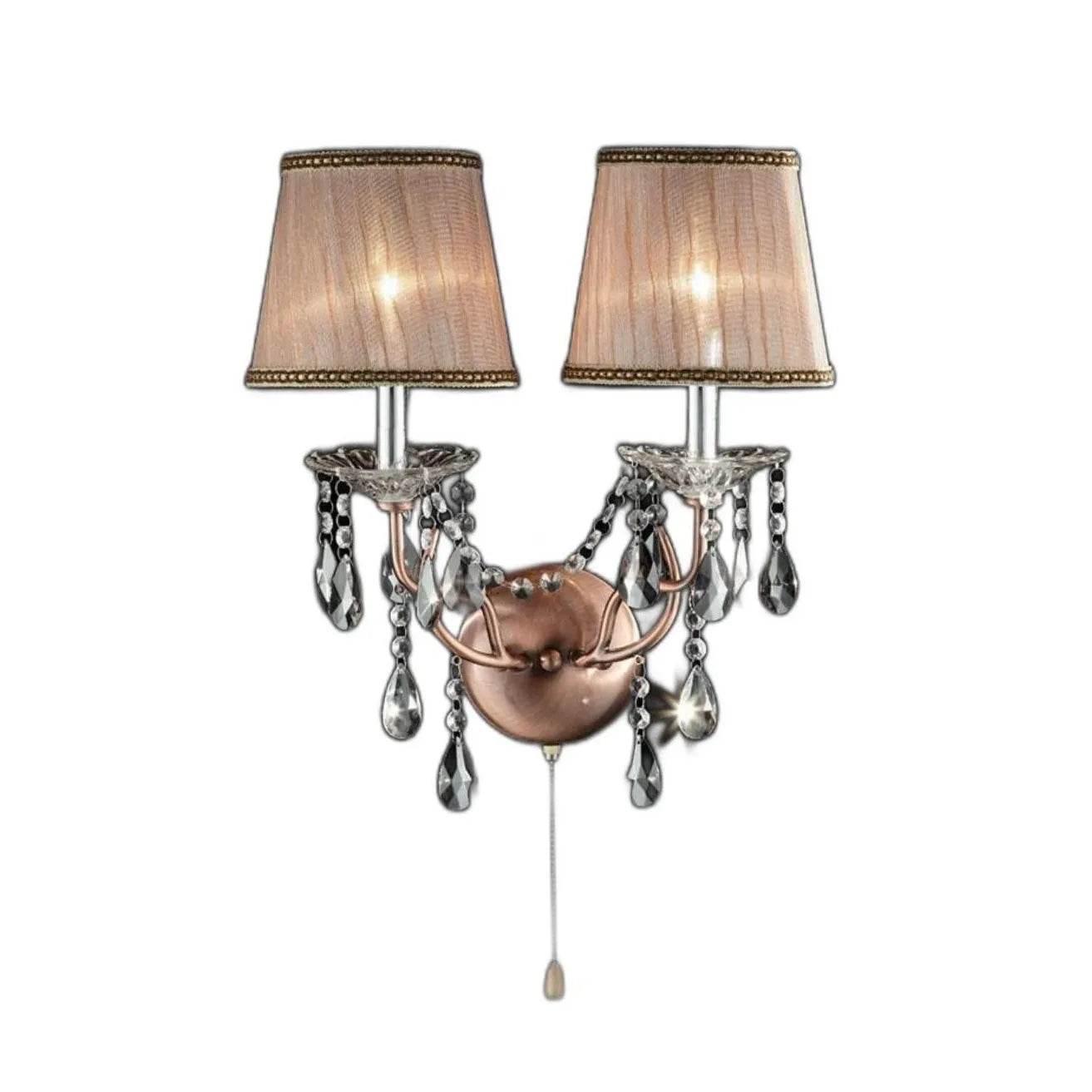 HMS Dual Light Hanging Wall Sconce Silver and Pink Faux Crystal Wall Lamps - Metromarketstore
