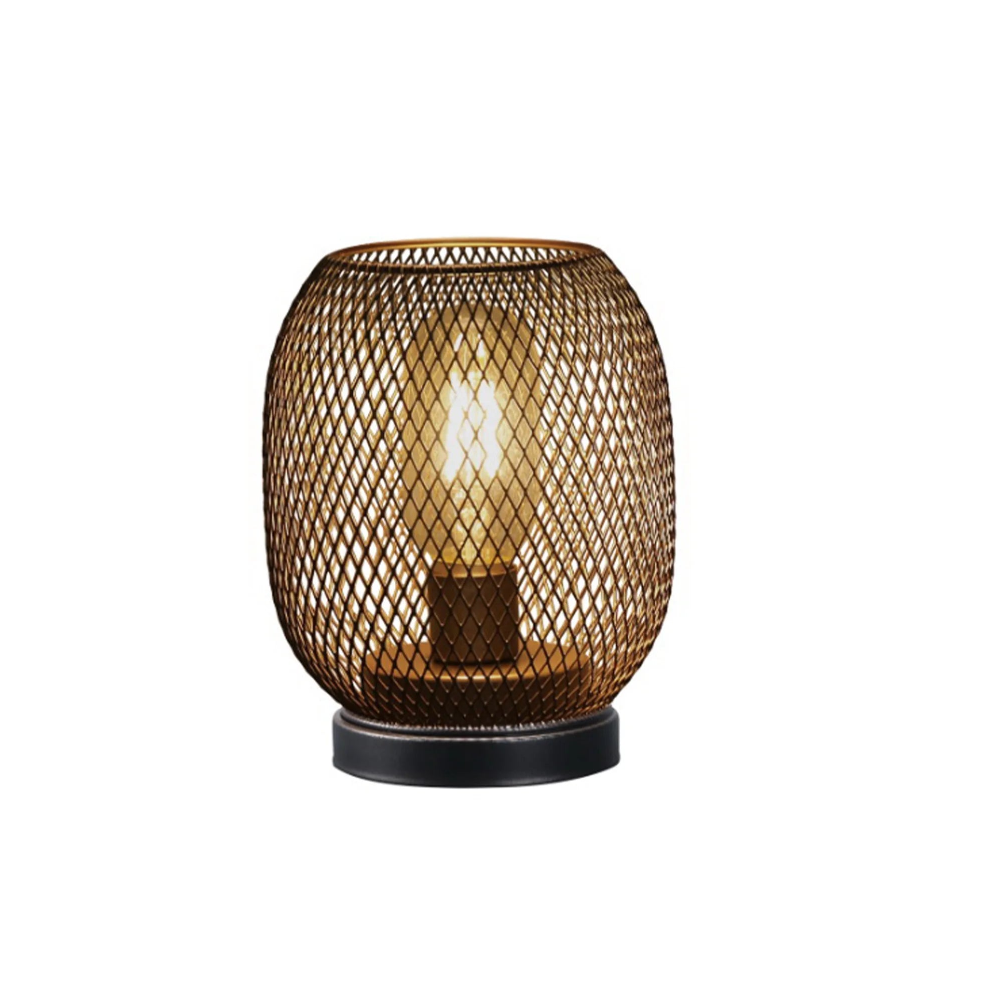 Set of Two 7" Black Metal Lantern Bedside Lamps with Black Lattice Cage Shade - Metromarketstore