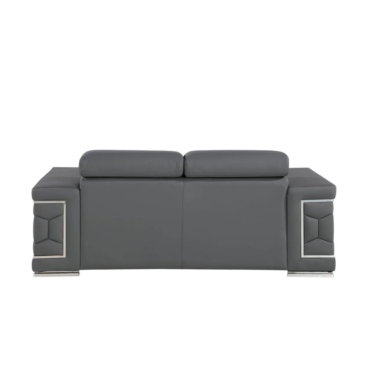 HMS 71" Gray and Silver Genuine Leather Loveseat - Metromarketstore