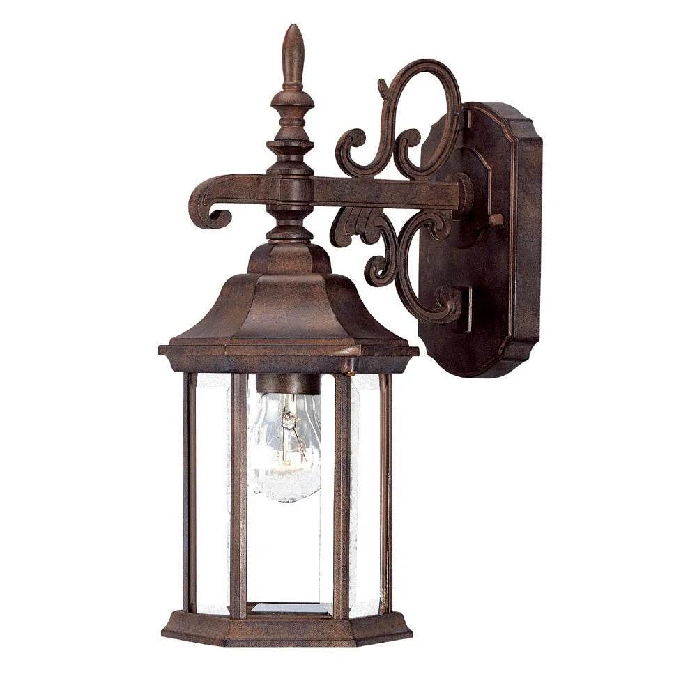 HMS Petite Brown Domed Hanging Glass Lantern Warm White LED Wall Sconce - Metromarketstore