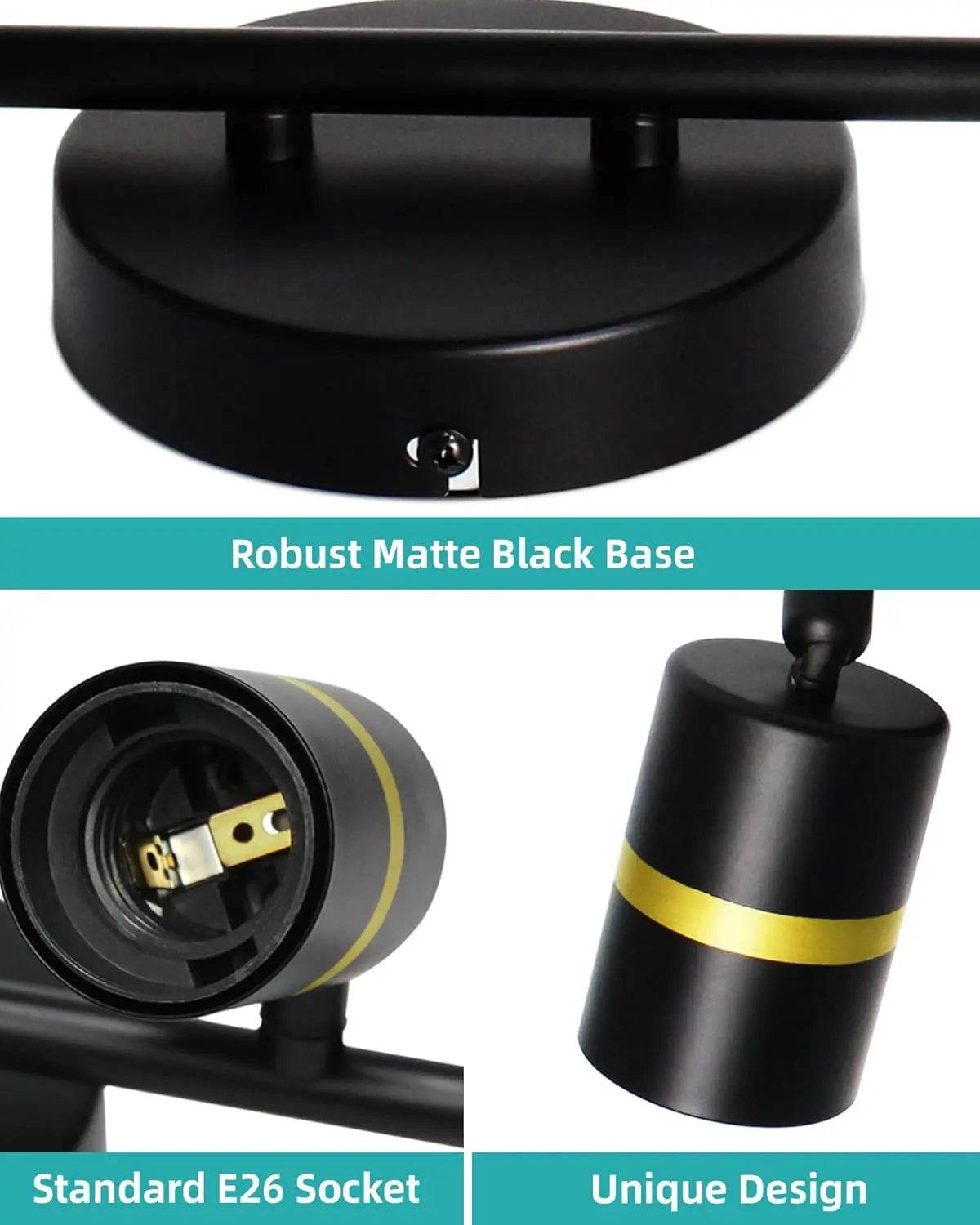 Hot Sale 3-Light Minimalist Wall Lamps Black and Gold LED Track Lighting - Metromarketstore