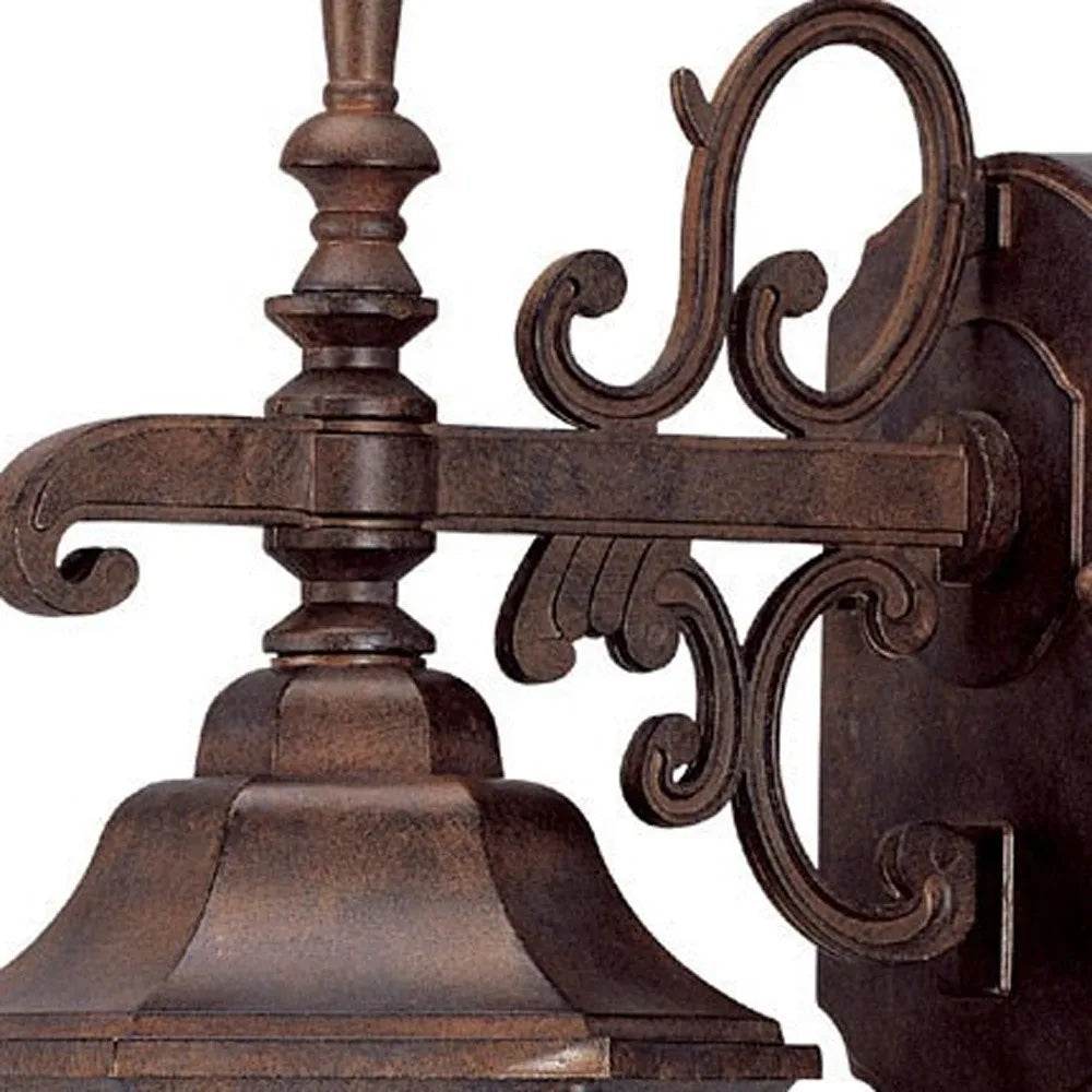 HMS Petite Brown Domed Hanging Glass Lantern Warm White LED Wall Sconce - Metromarketstore