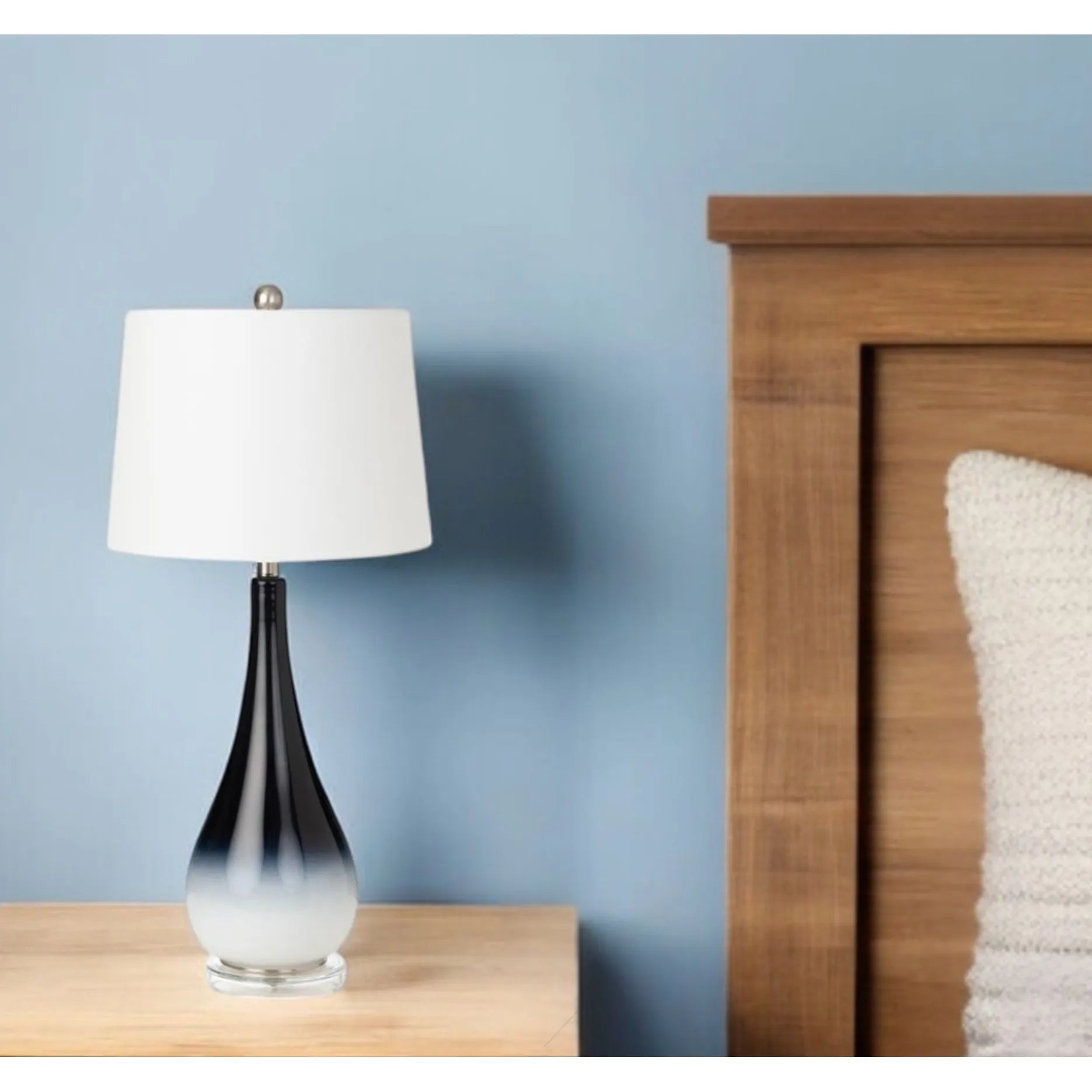 HMS Set of Two 31" Table Lamps Black and White Glass with White Empire Shade - Metromarketstore