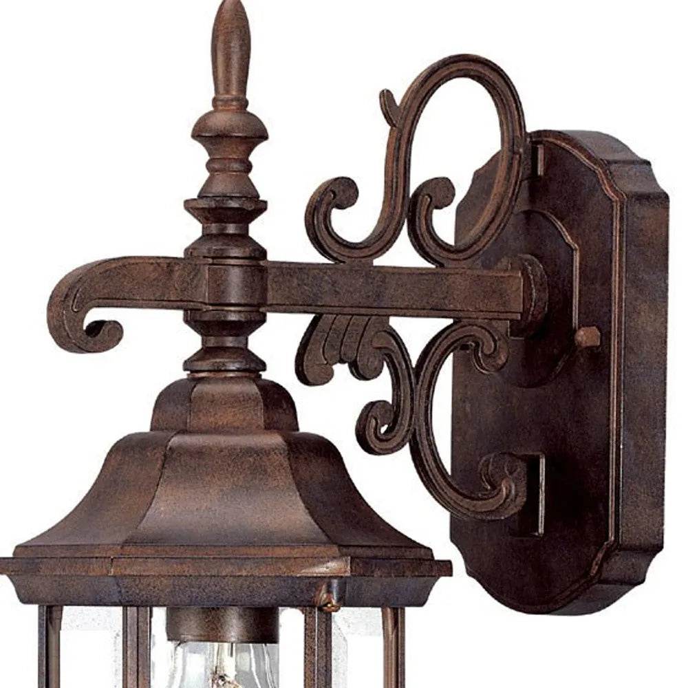 HMS Petite Brown Domed Hanging Glass Lantern Warm White LED Wall Sconce - Metromarketstore