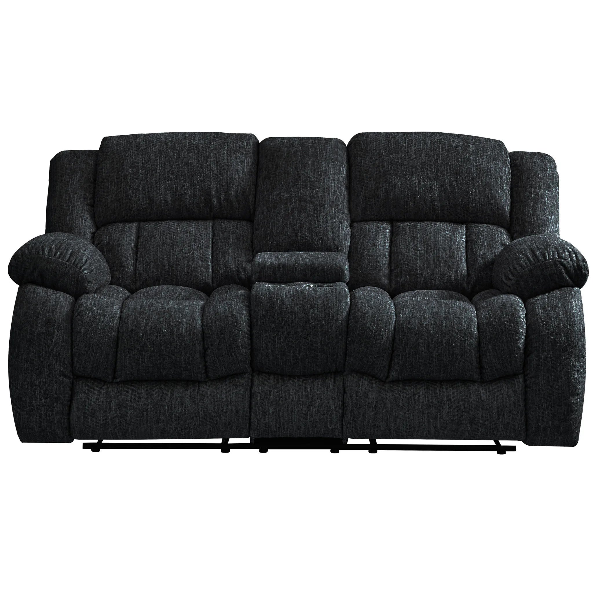 HMS 77" Black Manual Reclining Loveseat - Metromarketstore
