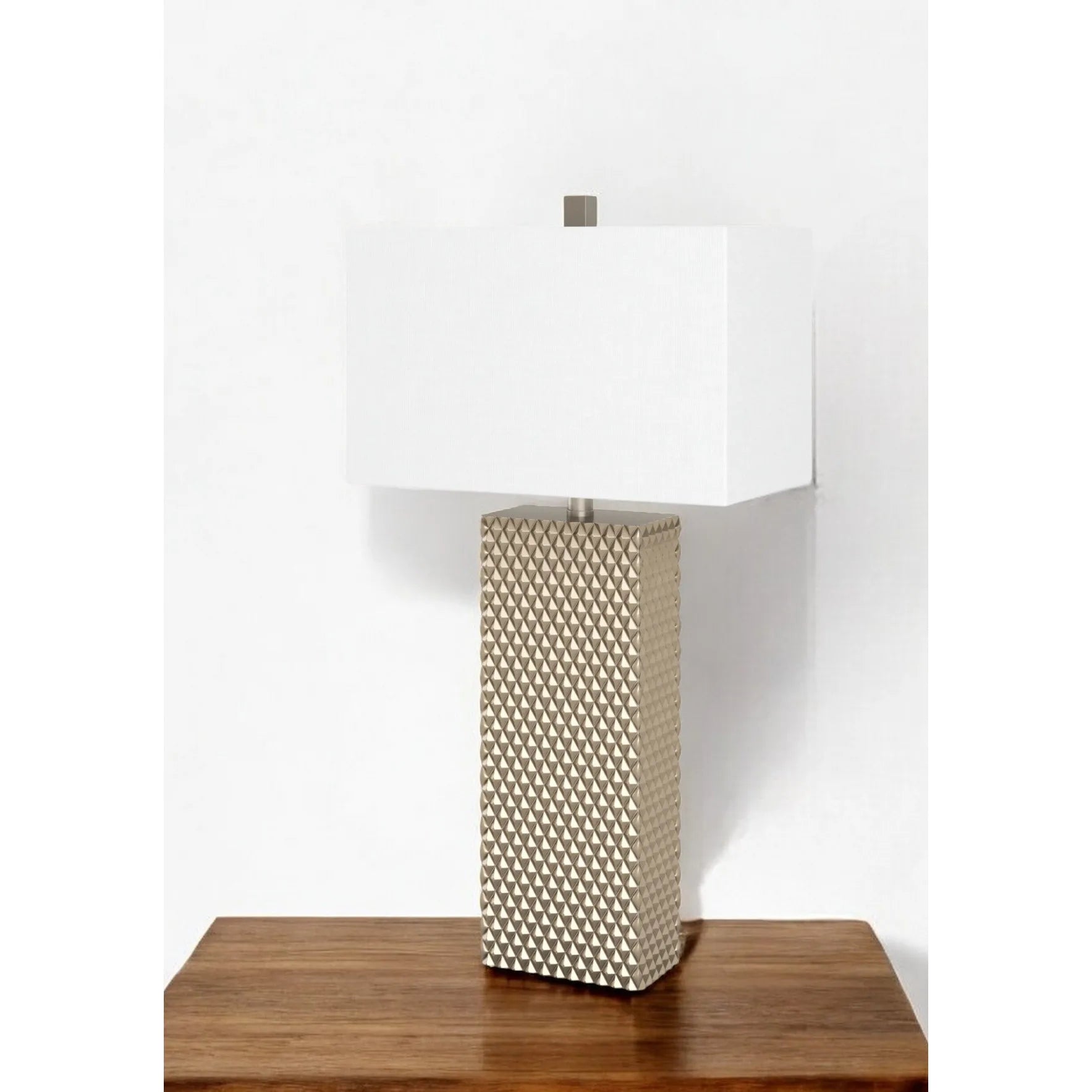 HMS Classic 29" Gold Waffle Crystal Table Lamps with White Shade Set of Two - Metromarketstore