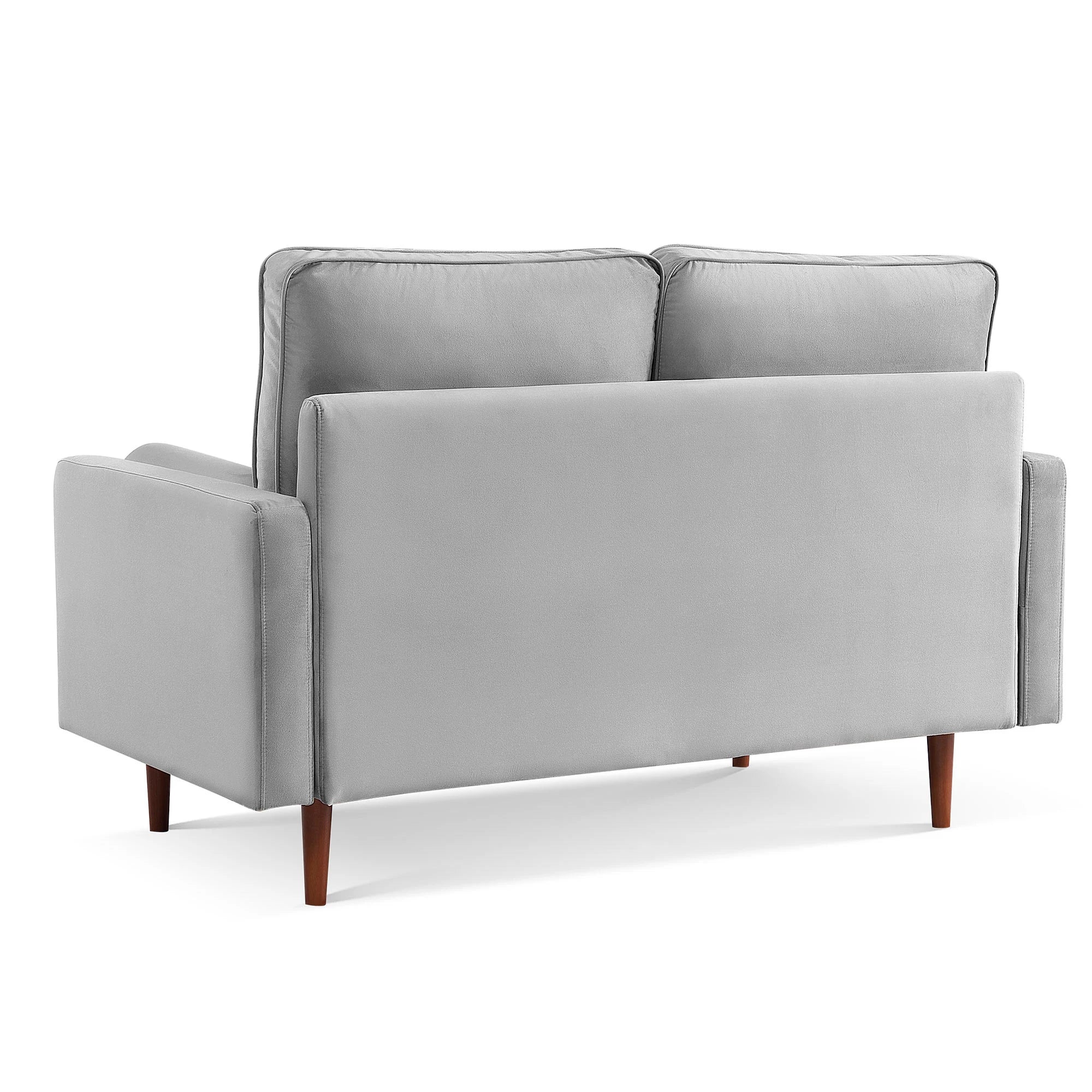 HMS 57" Gray and Dark Brown Velvet Loveseat and Toss Pillows - Metromarketstore