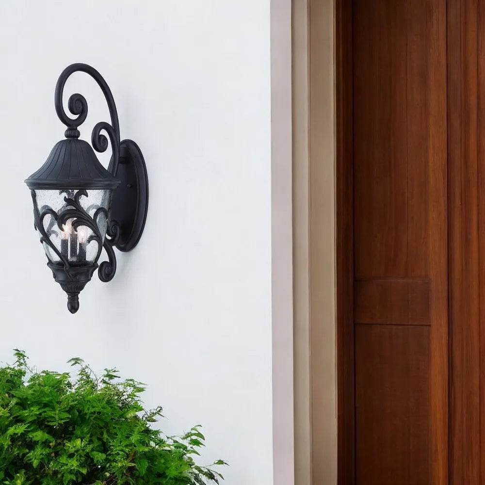 HMS Modern Three-Light Matte Black Wall Sconces Leaf Detail - Metromarketstore