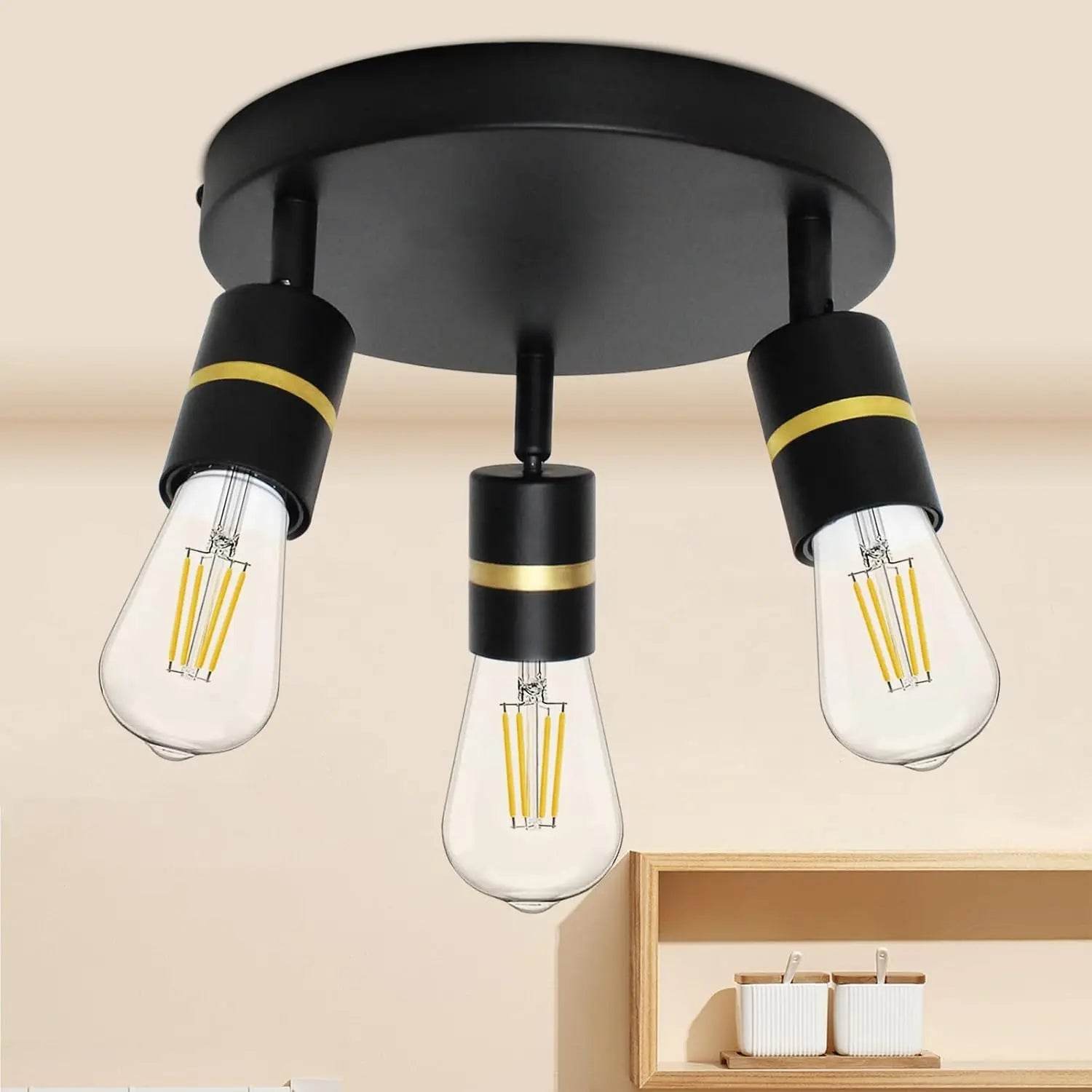 Hot Sale 3-Light Minimalist Wall Lamps Black and Gold LED Track Lighting - Metromarketstore