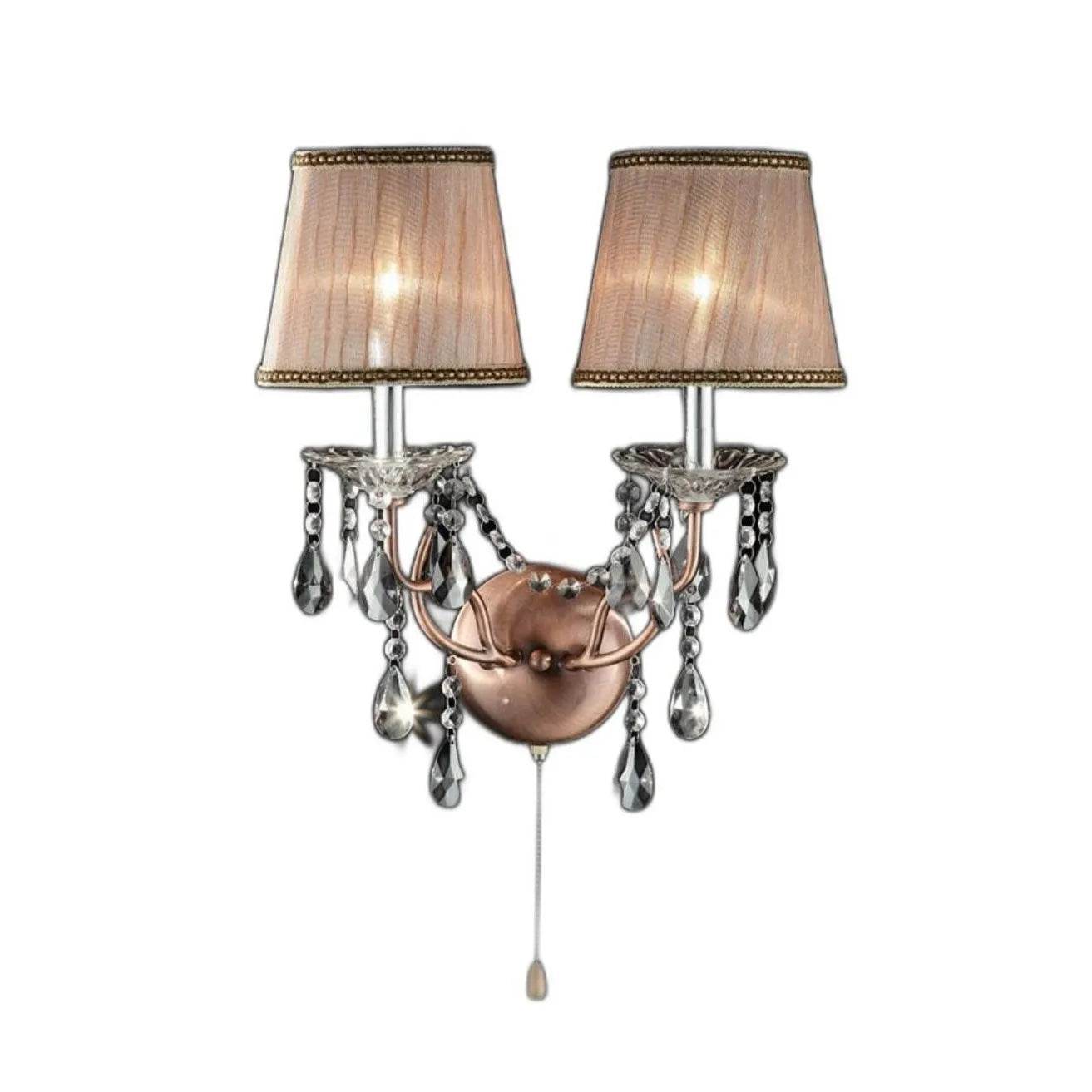 HMS Dual Light Hanging Wall Sconce Silver and Pink Faux Crystal Wall Lamps - Metromarketstore