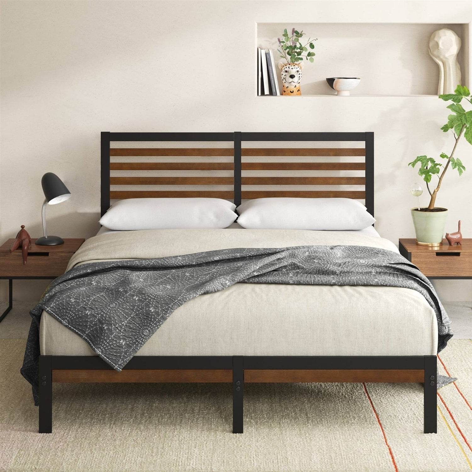 King Size Eco Friendly Bamboo Metal Platform Bed Frame - Metromarketstore