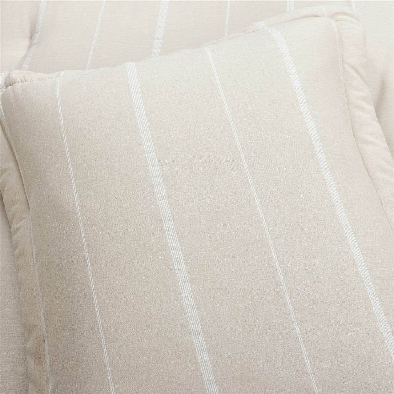 King/California King Beige Off-White Stripe Lightweight 3-Piece Comforter Set - Metromarketstore