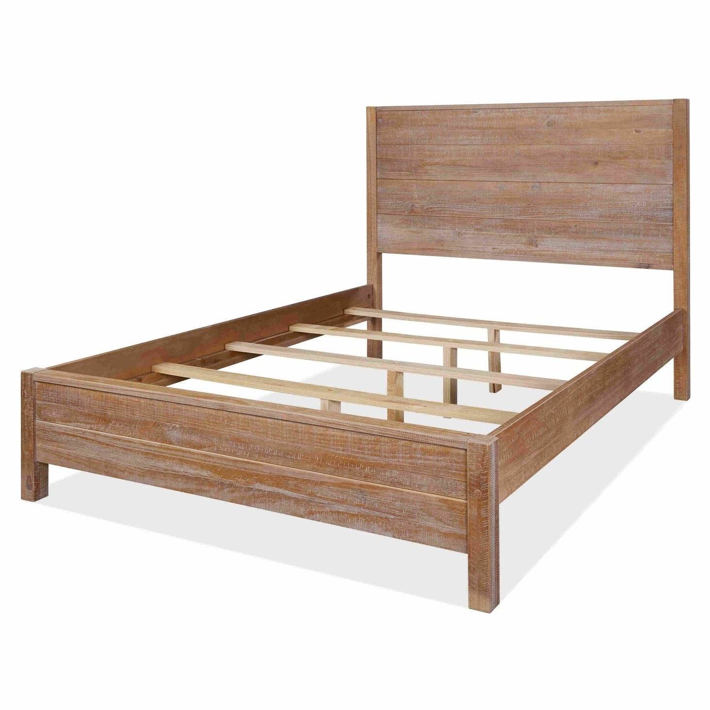 FarmHome Rustic Solid Pine Platform Bed in King Size - Metromarketstore