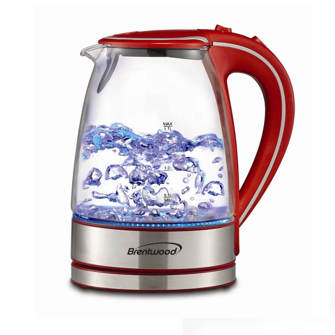 Brentwood Tempered Glass Tea Kettles, 1.7-Liter, Red - Metromarketstore