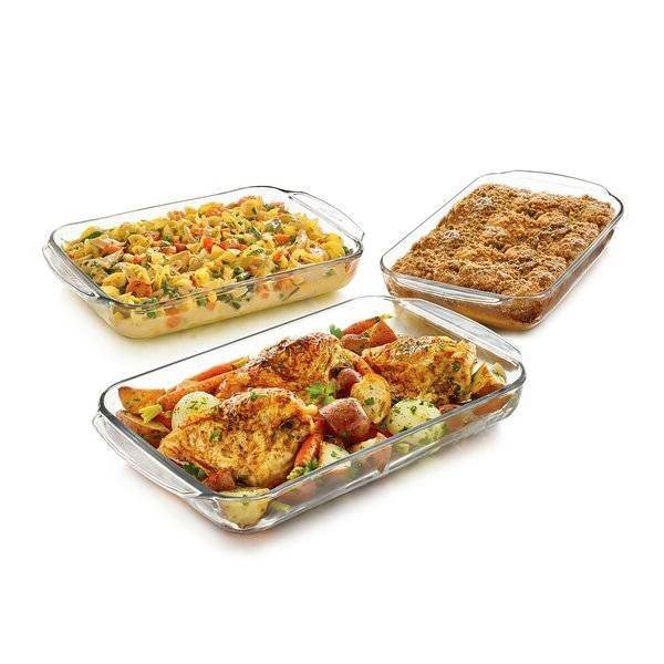 3 Piece Transparent Glass Casserole Baking Dish Set - Metromarketstore