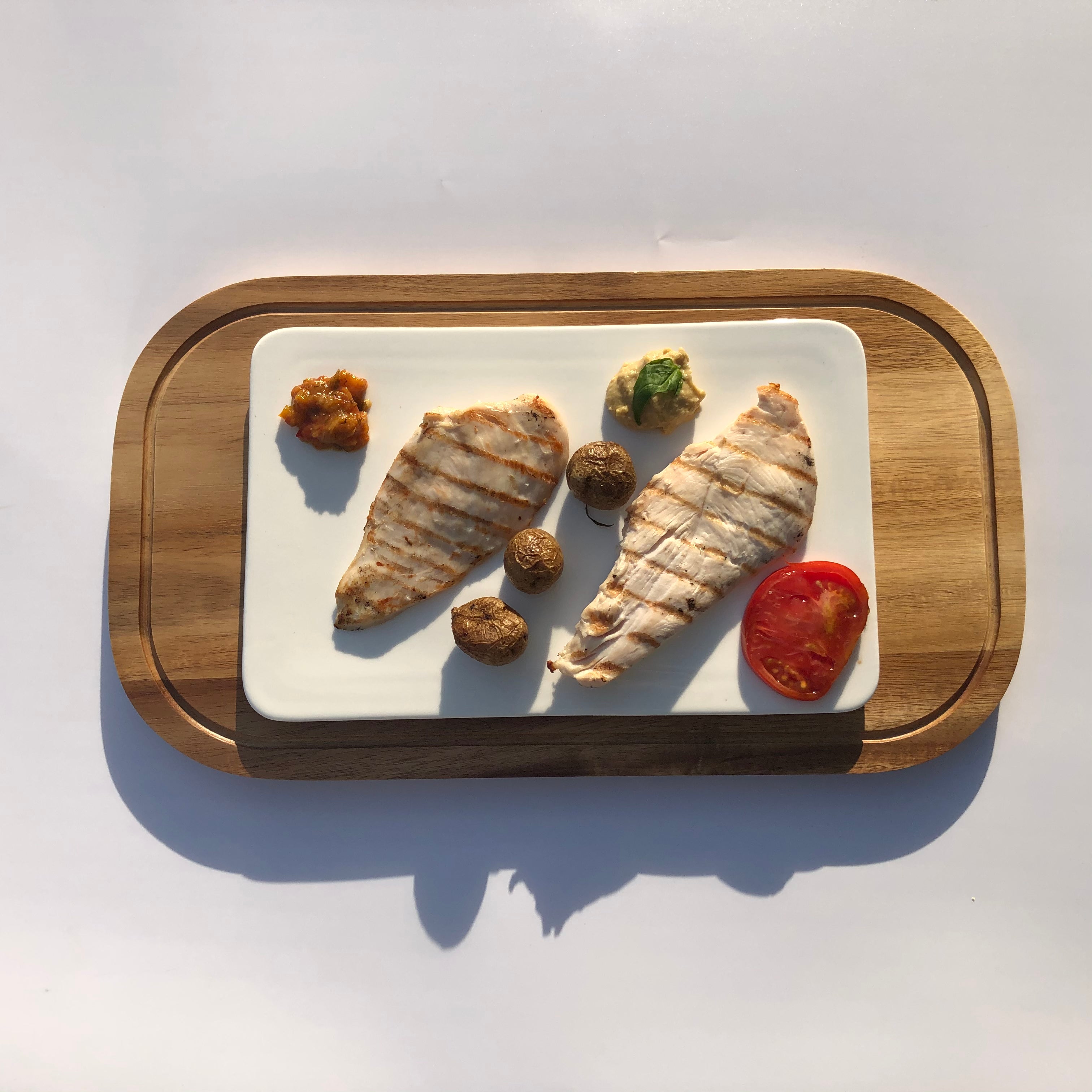 [ Set of 3 ] Zavis Green Acacia Wood Serving Rounded Cutting Board With Juice Groove 12" X 8" | Dishwasher Safe - Metromarketstore