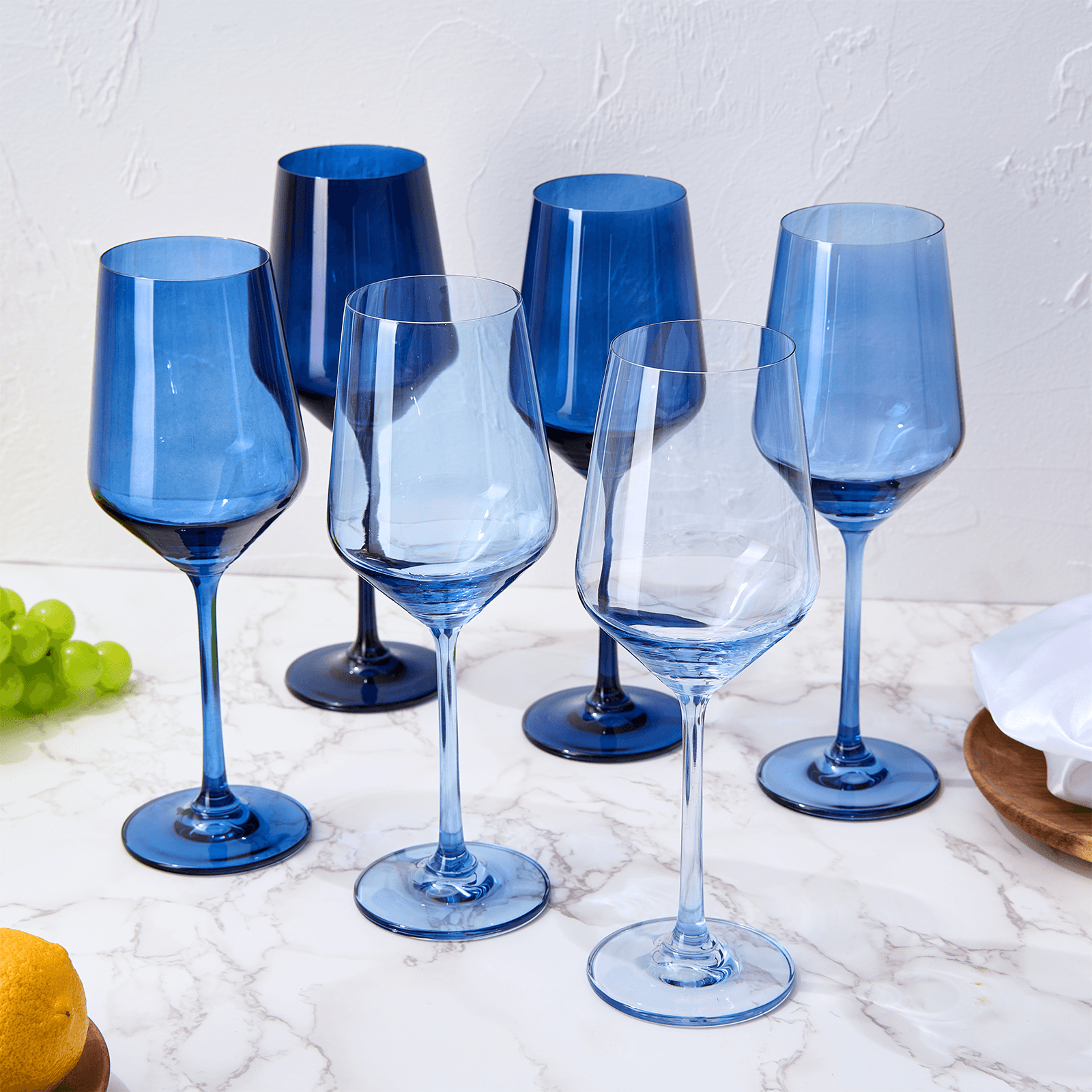 Blue Winter Christmas Wine Glasses | Set of 12 | Navy Colors - Metromarketstore