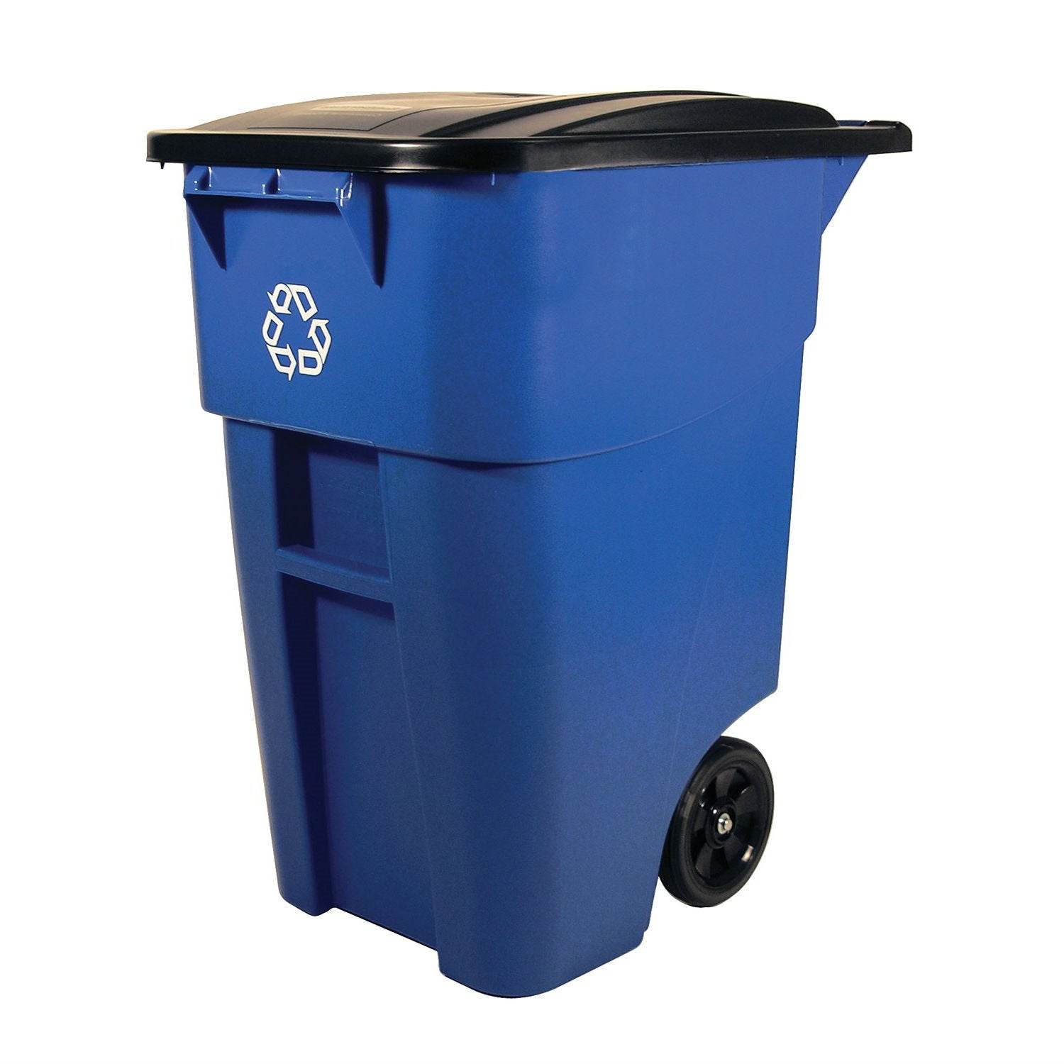 50 Gallon Blue Commercial Heavy-Duty Rollout Recycler Trash Can Container - Metromarketstore