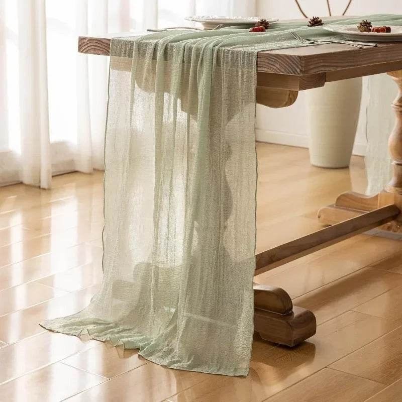 6pcs Cheesecloth Table Runner Sage Green Gauze 120 Inch 10 FT - Metromarketstore