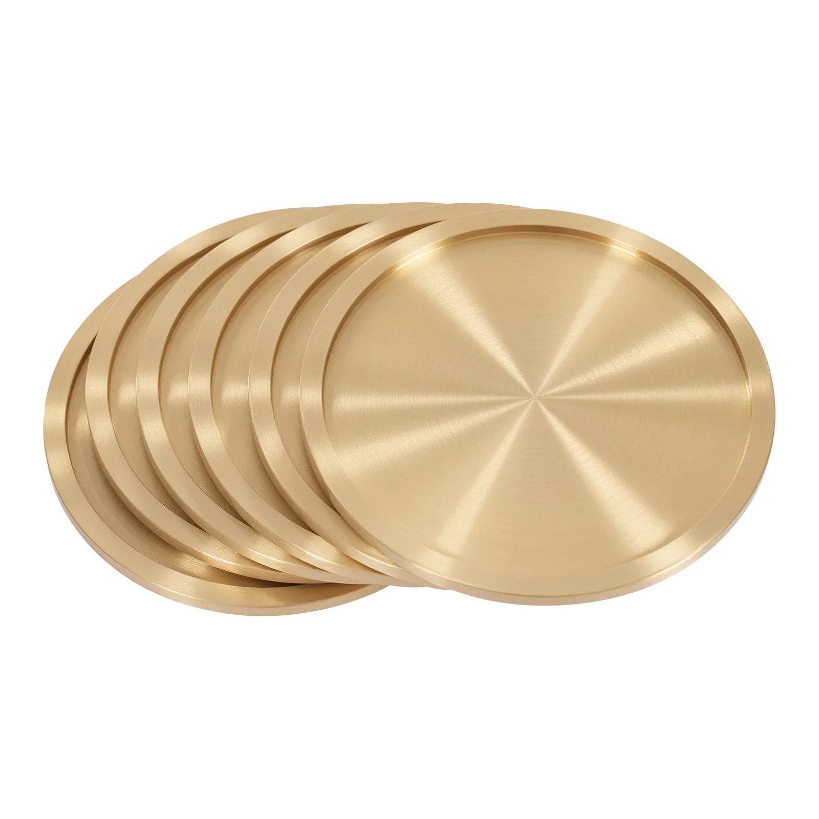 Heavy Brass Coasters for Drinks 6-Pack - Metromarketstore