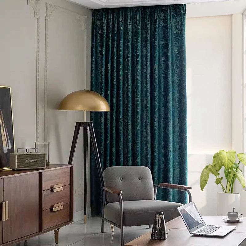 2pcs American retro light luxury bronzing velvet curtain - Metromarketstore
