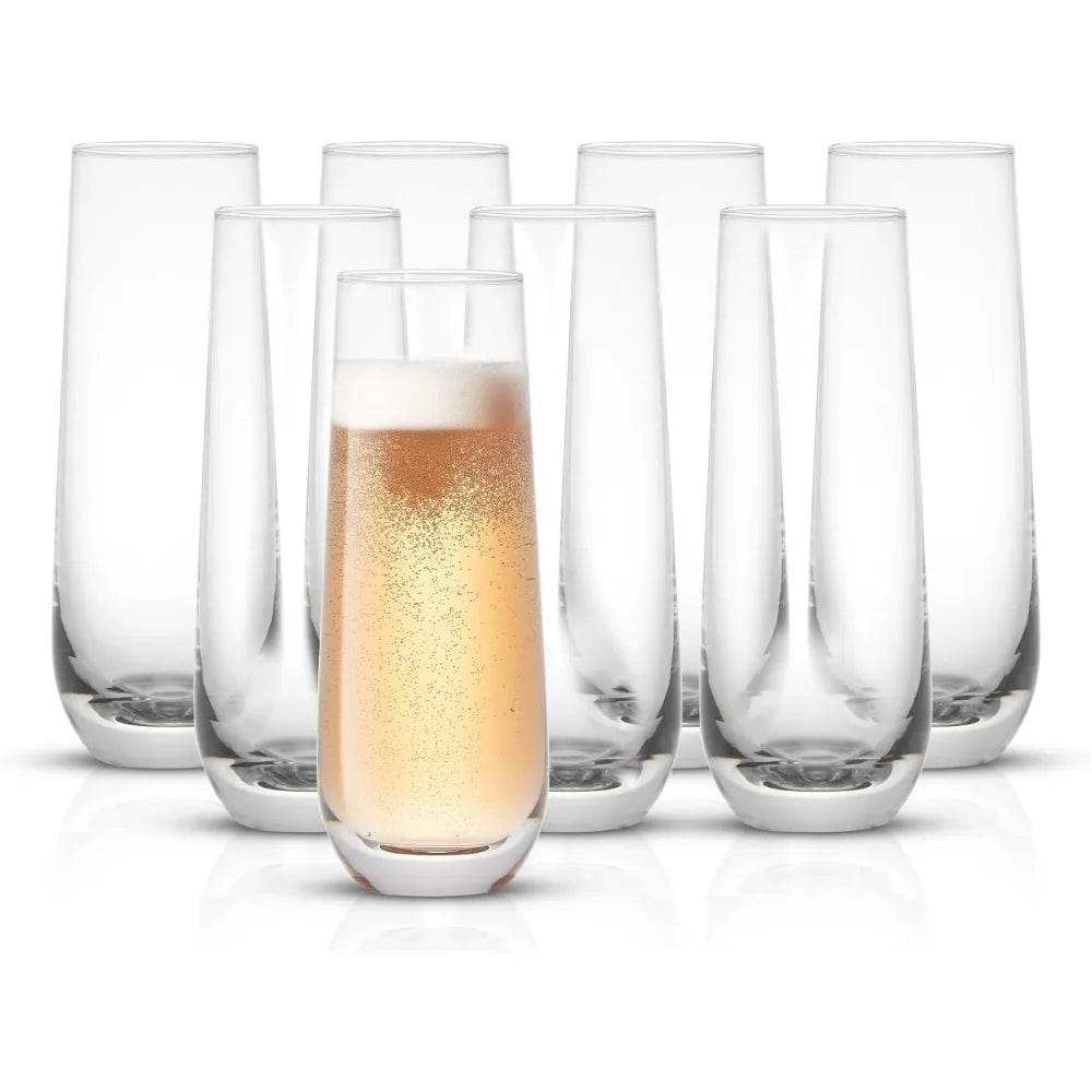 Milo Stemless Champagne Flutes Set of 8 Crystal Glasses. 9.5oz - Metromarketstore