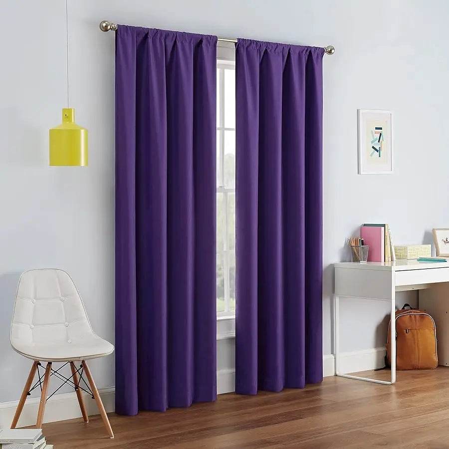 Kendall Modern Blackout Thermal Rod Window Curtain (1 Panel), 42 X 63, Purple - Metromarketstore