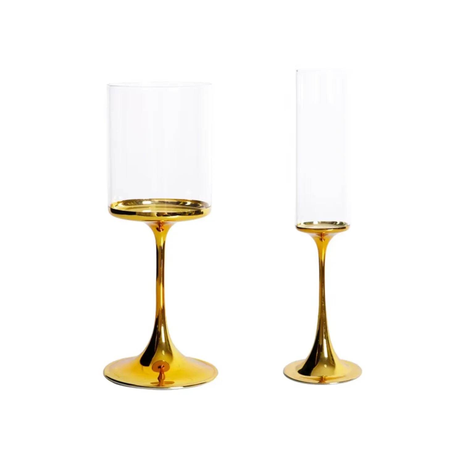 Gift champagne goblets Gold plating wine glasses - Metromarketstore