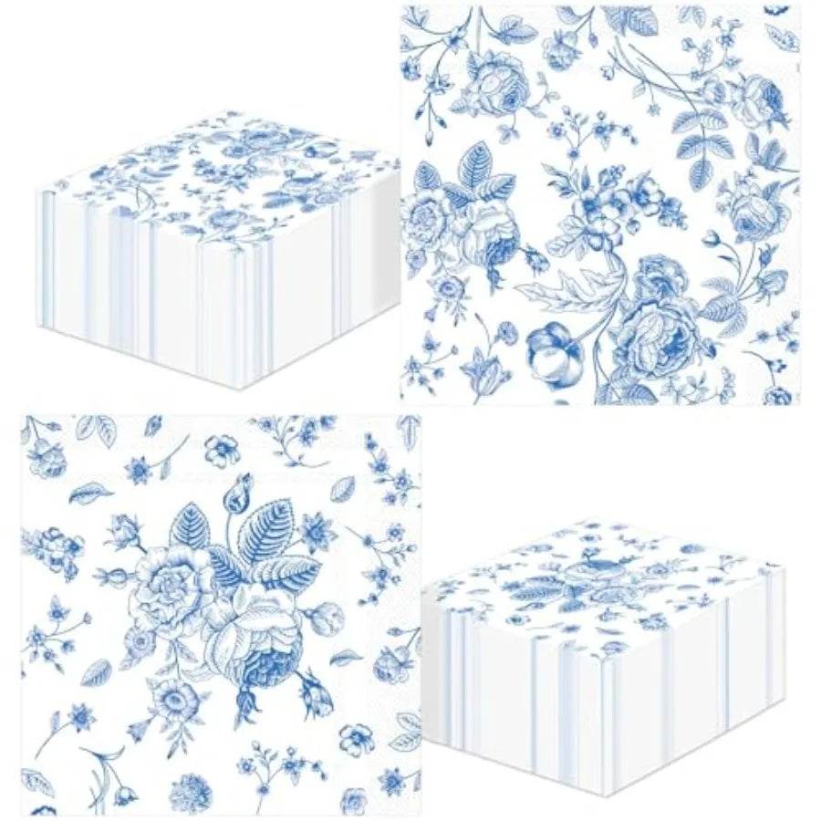 120Pcs Blue Floral napkins - Metromarketstore