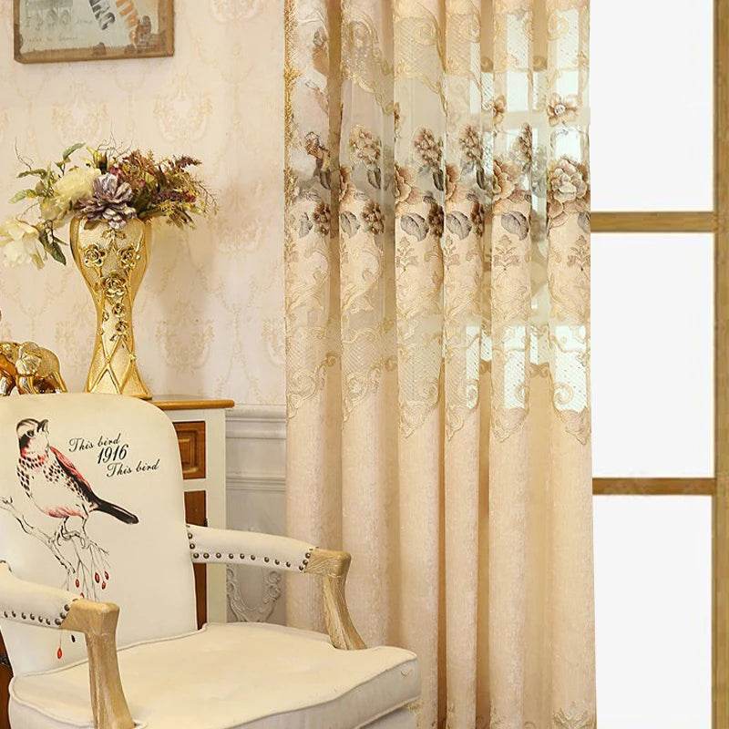 2pcs European high-end embroidered curtain - Metromarketstore